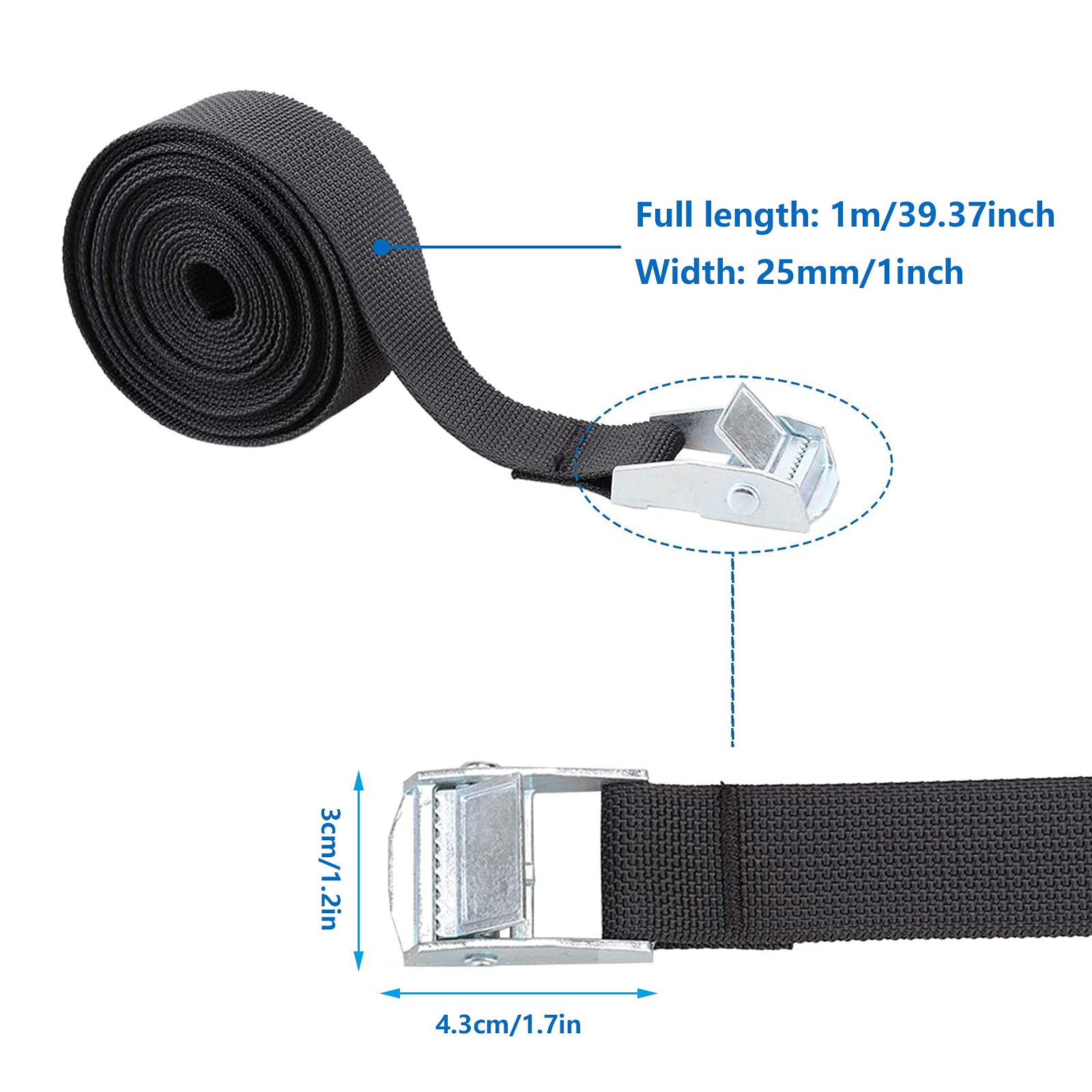 Cinghie Di Fissaggio Con Cricchetto - 8 Pezzi Da 2,5cm X 1m | Per Moto, Kayak, Bagagli - Foto 11