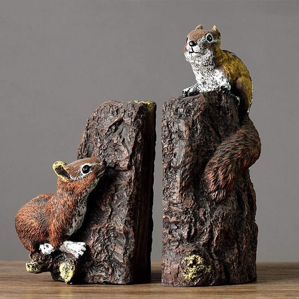 Bookend Cute Animal Squirrel Bookends Decorative Bookends Supports for Heavy Books Home Decor Suitable for Office Home