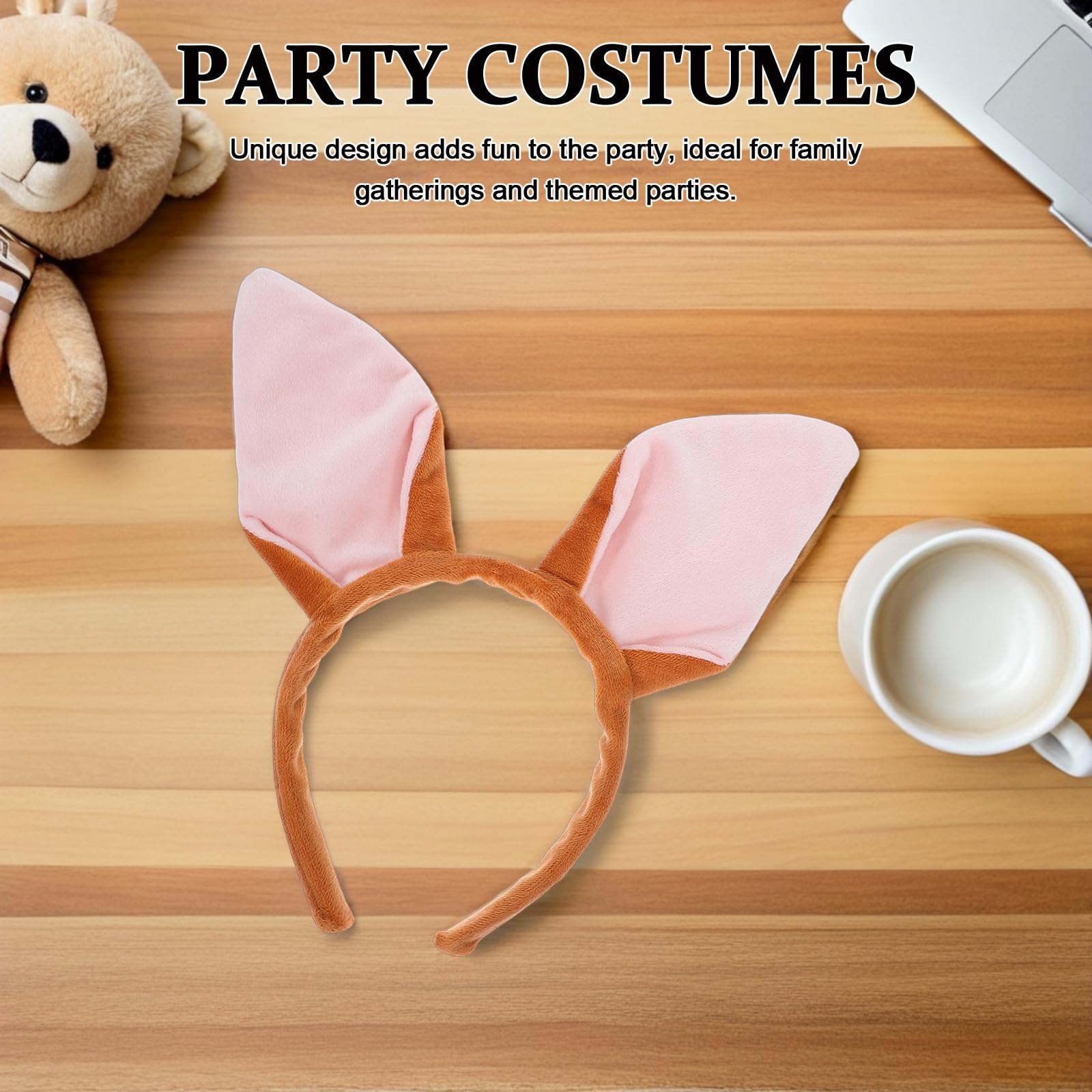 Healeved 12 Piezas Diadema Orejas de Peludo Marrón de Poliéster Ajustable para Fiestas de Jungla y Cosplay, Cómoda para Adultos Carnaval