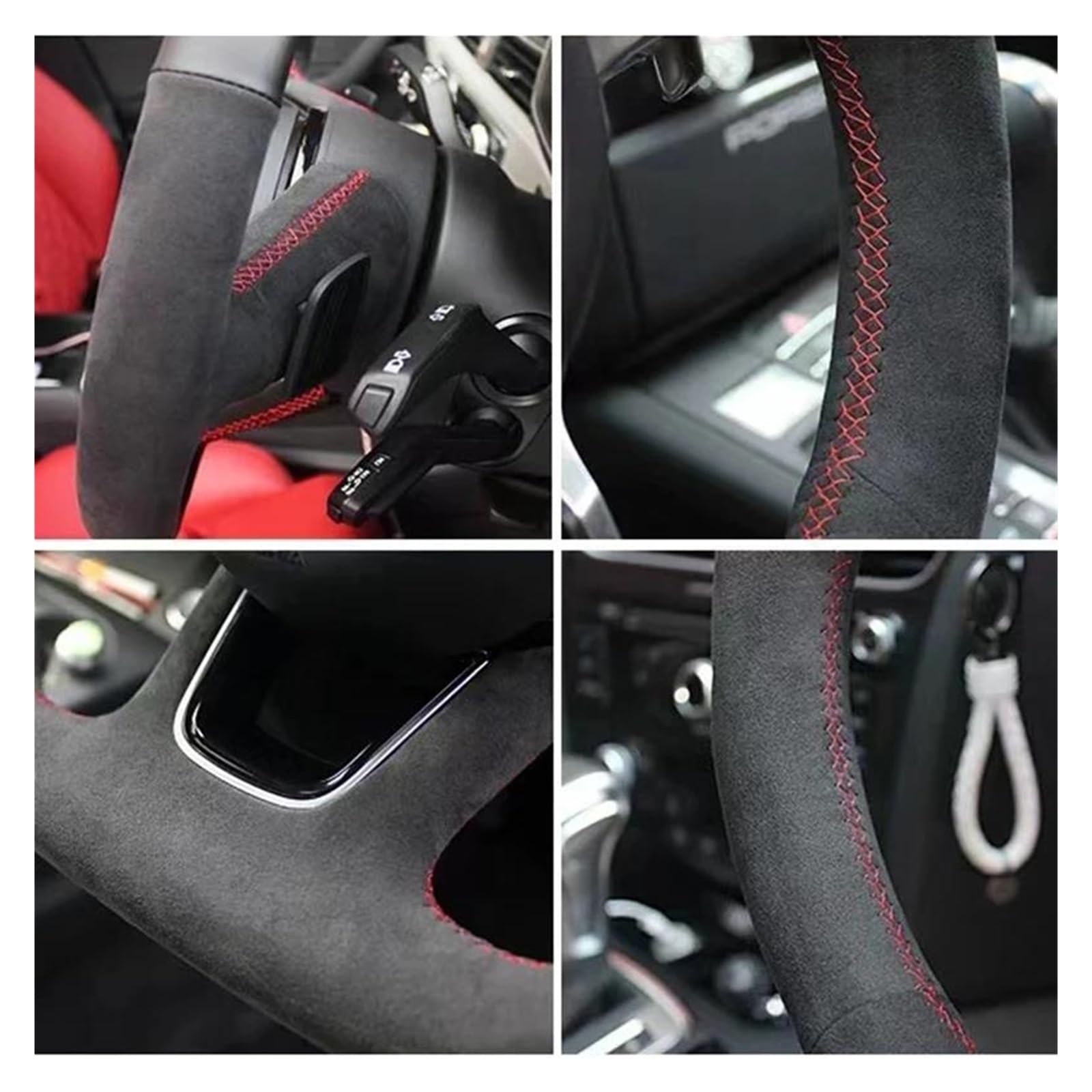 Volante Automóvil Funda Volante Personalizada Gamuza Antideslizante Y Trenzada para Atlas para Golf 8 Mk8 para Jetta para Sharan para Passat Protector Volante Coche(Rojo)