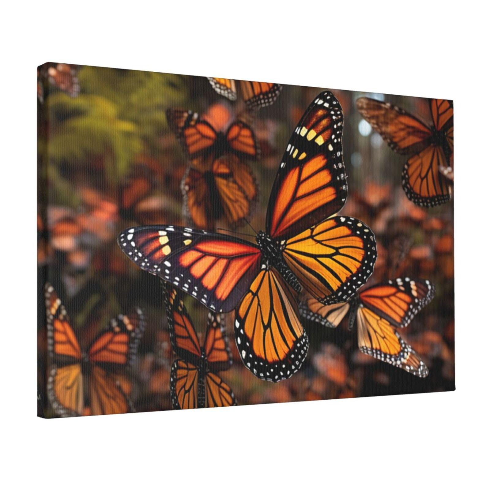 KLOPH Monarch butterflies Canvas Wall Art for Living Room 12"x18" Modern Artwork Painting for Bathroom Hanging Canvas Prints Aesthetic Wallart for Bedroom Kitchen Office Wall Decor