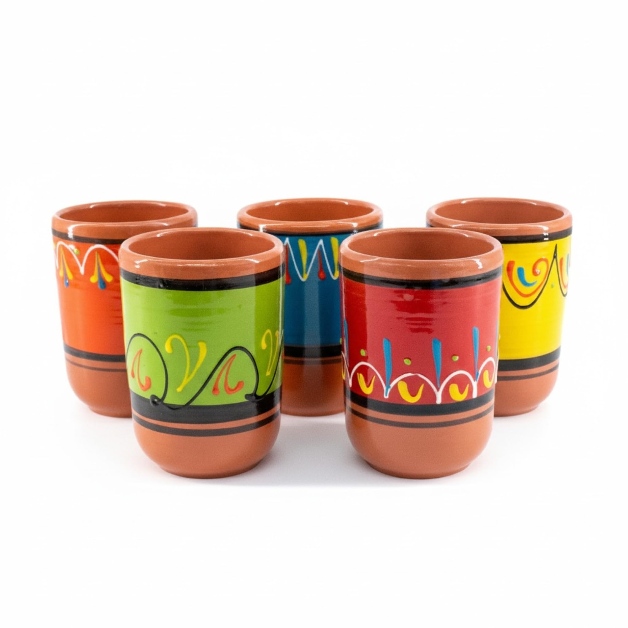 Cactus Canyon Ceramics Spanish Terracotta 5-Piece Cup Set, Multicolor