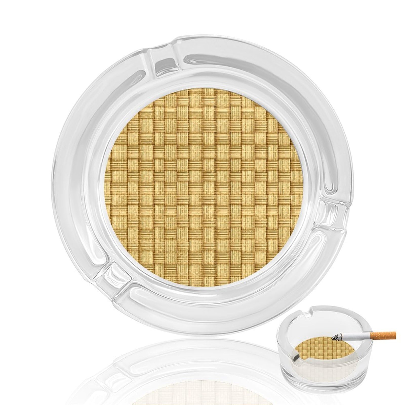 Large Grid Weave Pattern Minimal Glass Ashtray for Cigarettes Portable Decorative Ash Trays for Home Office Decor