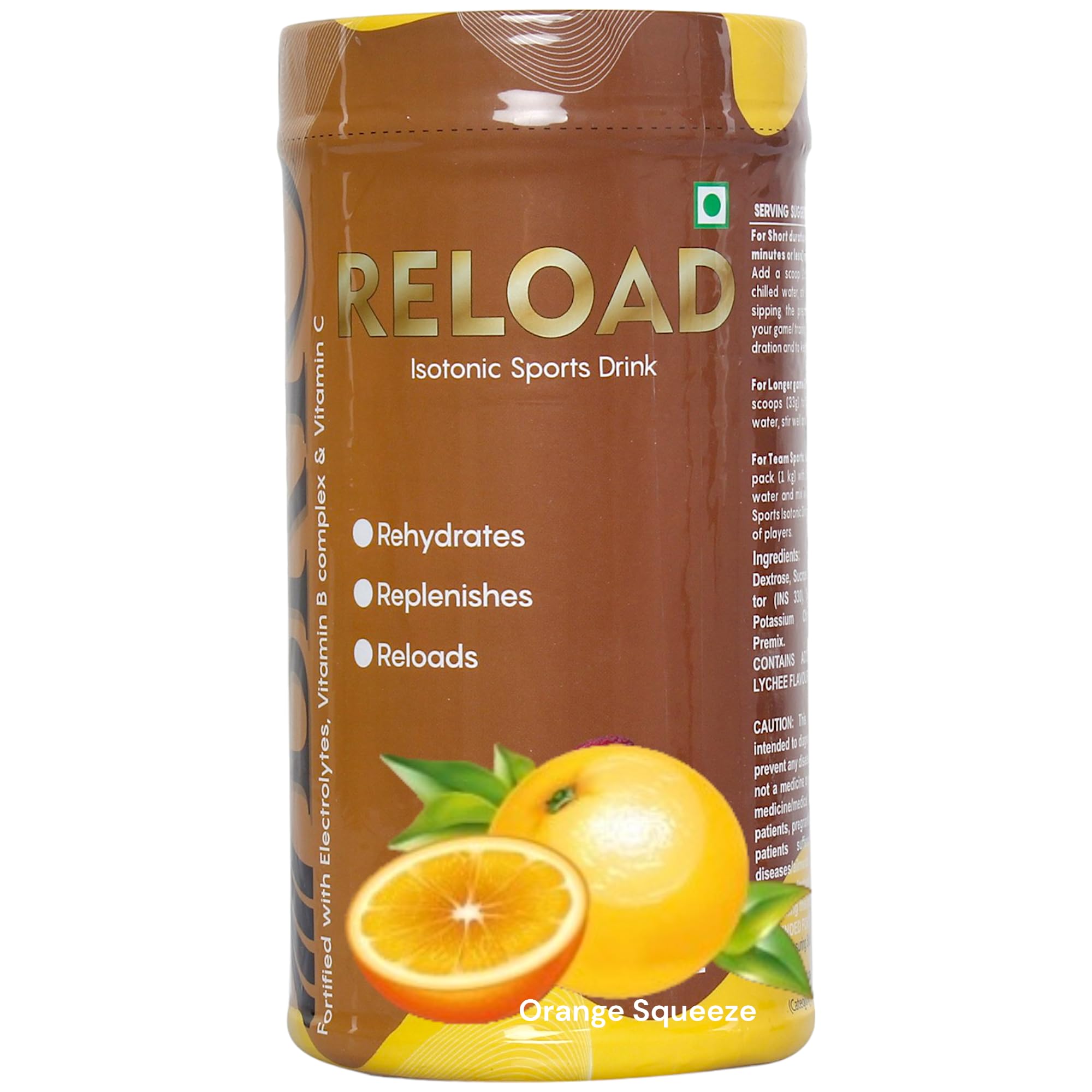 Brio Reload - Isotonic Drink For Rehydration - 1 kg Jar (Orange Flavour)
