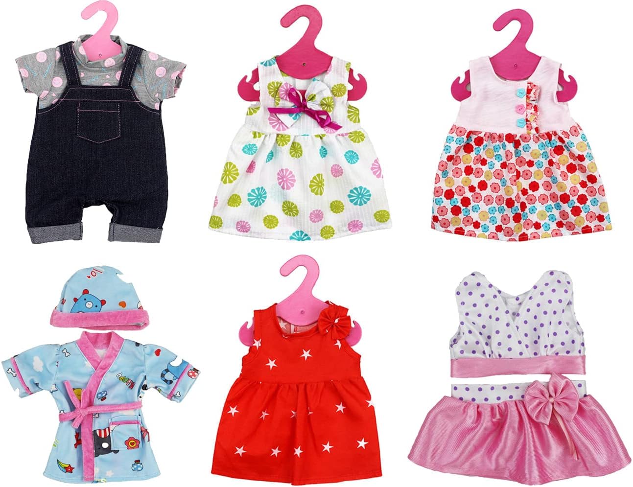 XADP 6 Sets Outfits Dresses Clothing for 14 Inch to 16 Inch Doll, Set of 6
