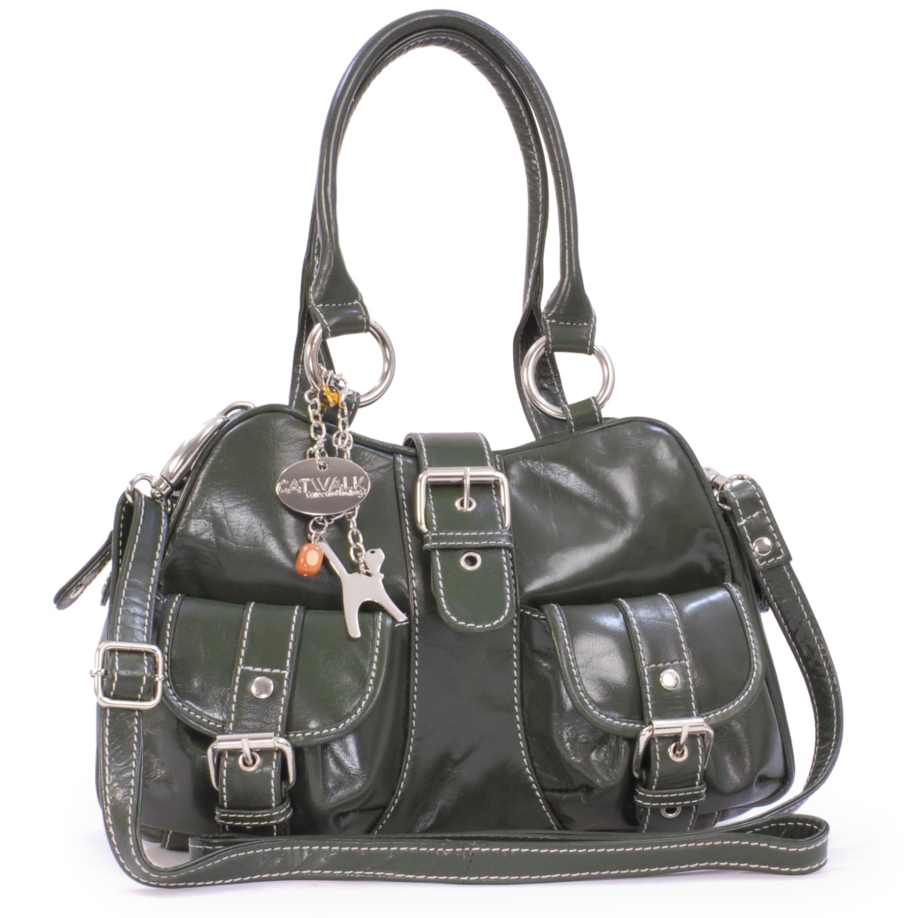 Catwalk Collection Handbags - Bolso de Mano Mediano con Correa Bandolera - Bolso de Hombro de Piel de Mujer - Correa Ajustable - Faith