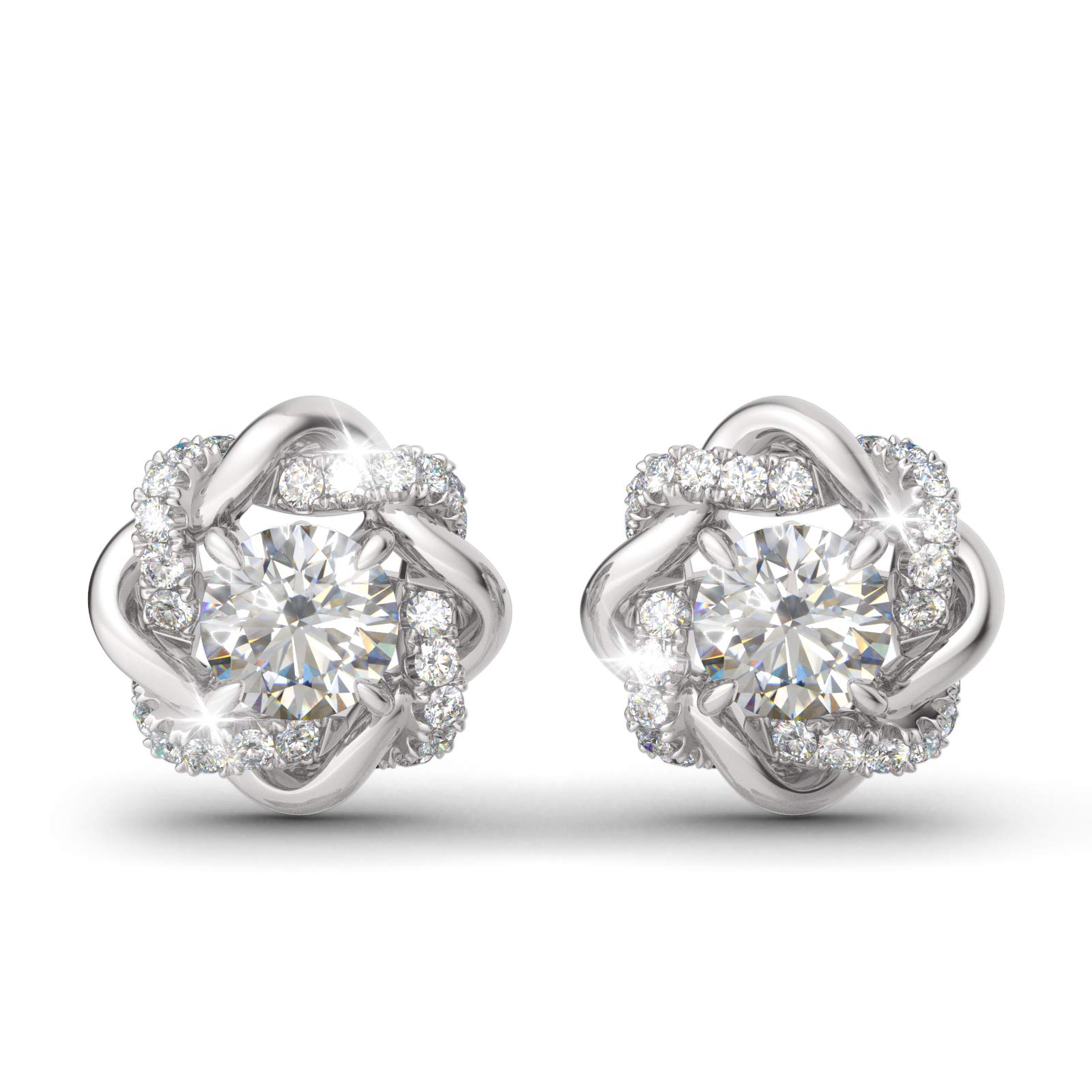 Jeulia Flower Rose Gold Plated Earrings 925 Sterling Silver Cushion Cut Cubic Zirconia Stud Earrings