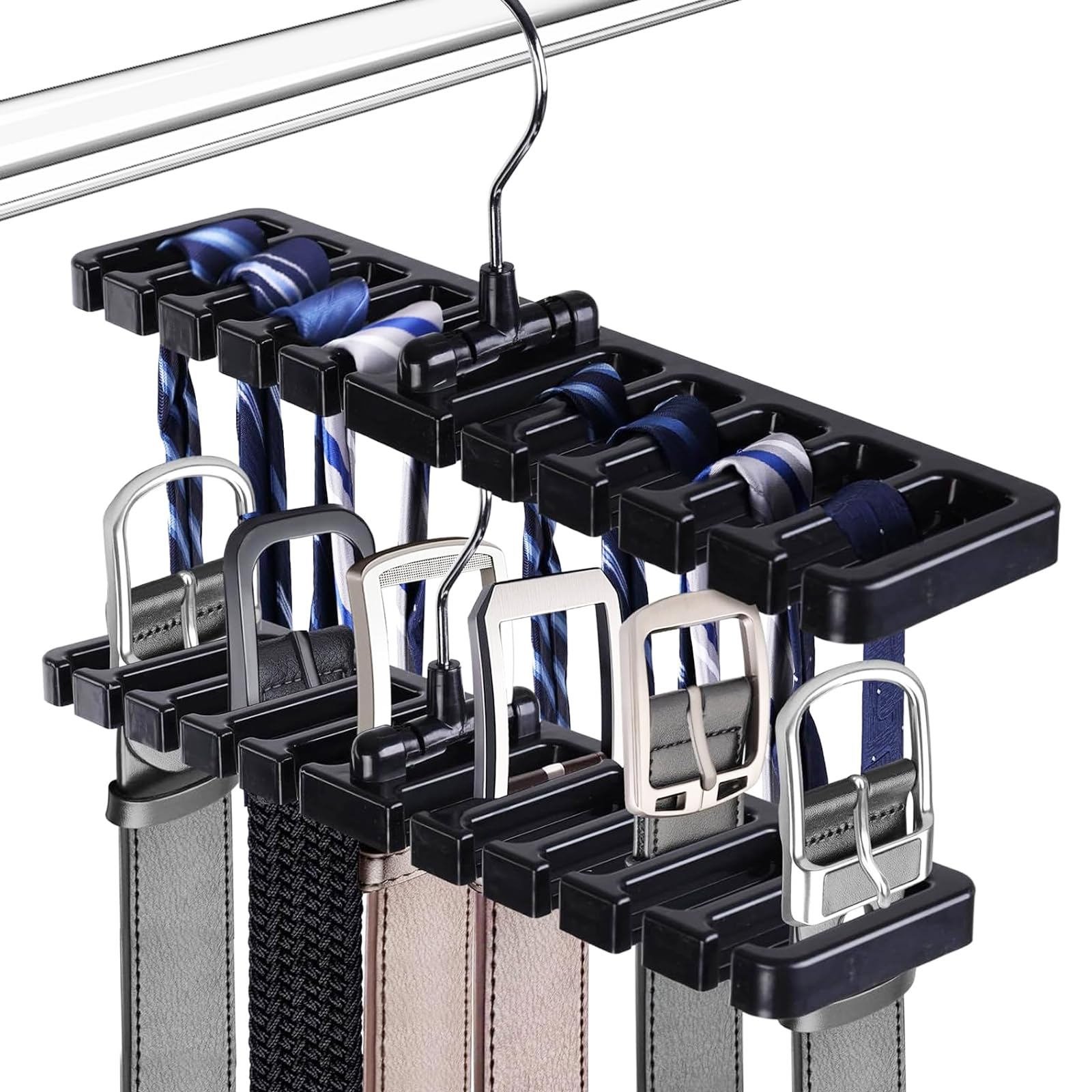 Set 2 Appendini Organizer A 360° Per Sciarpe, Cappelli E Borse - 12 Ganci Liscati Per Armadio - Marca Muorruo