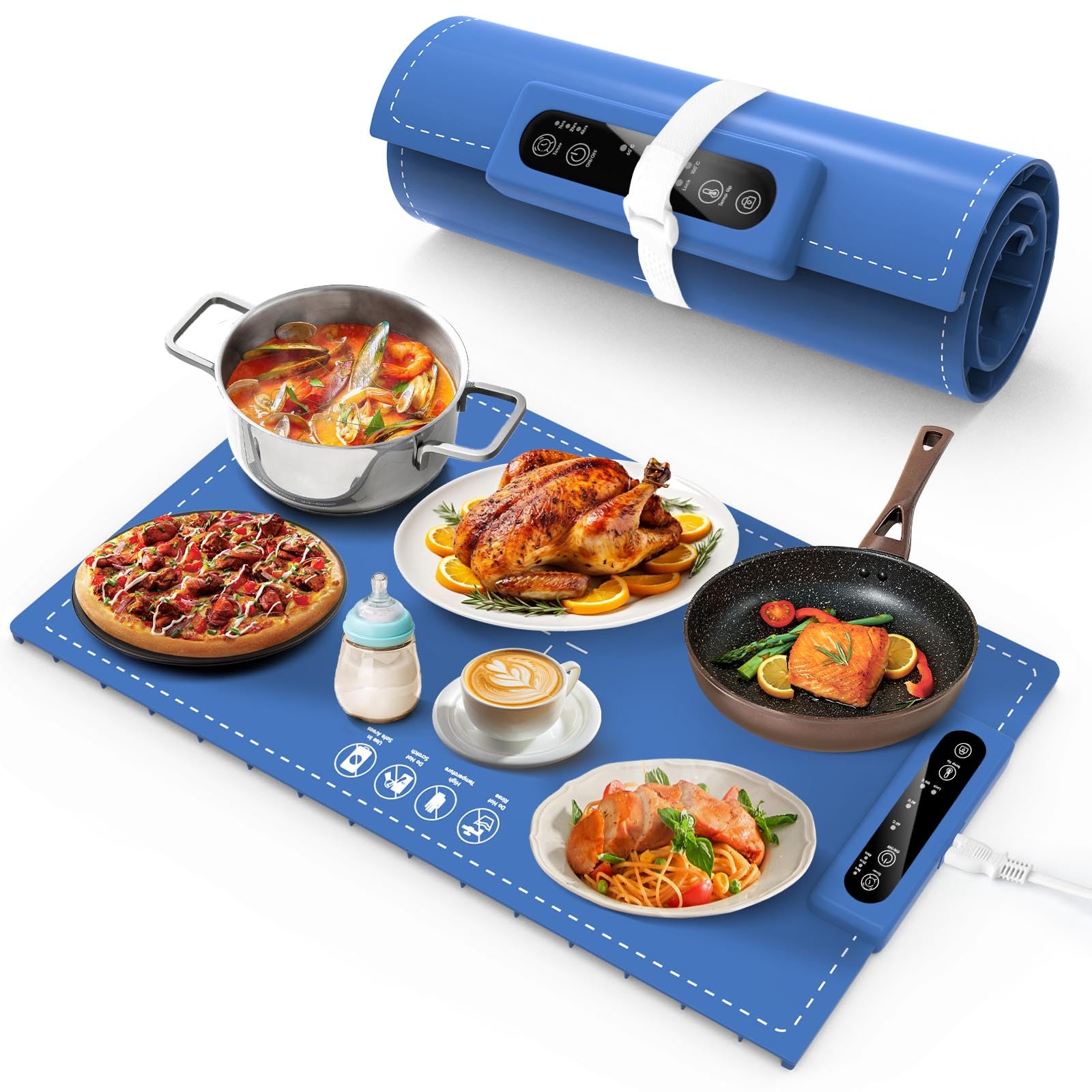 AuntyFey Electric Food Warming Mat - Adjustable Temp & Timer, Perfect For Buffets, Parties, And Keeping Meals Hot