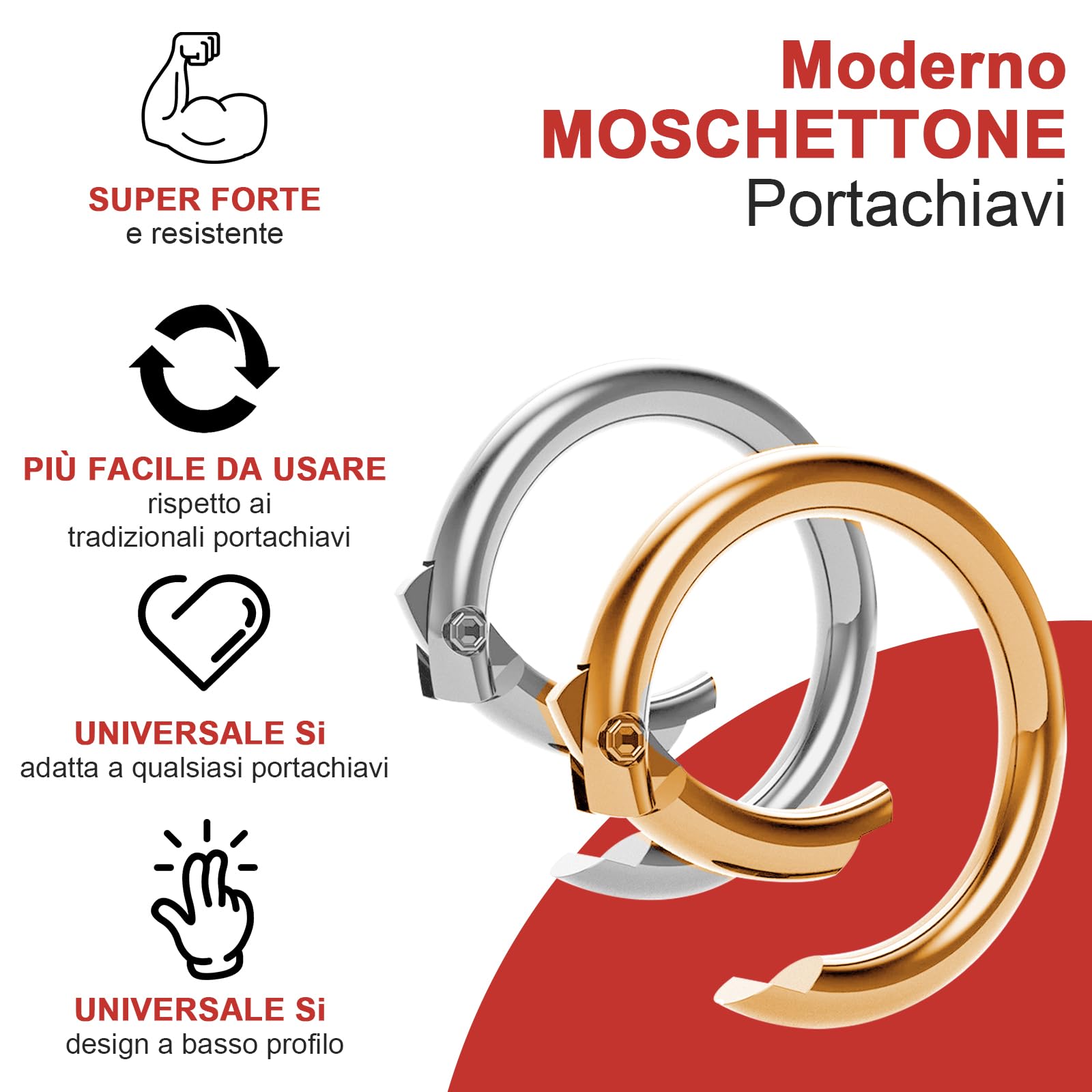Moschettoni Rotondi 28mm per Borse Uncinetto 32 Pezzi Argento Oro