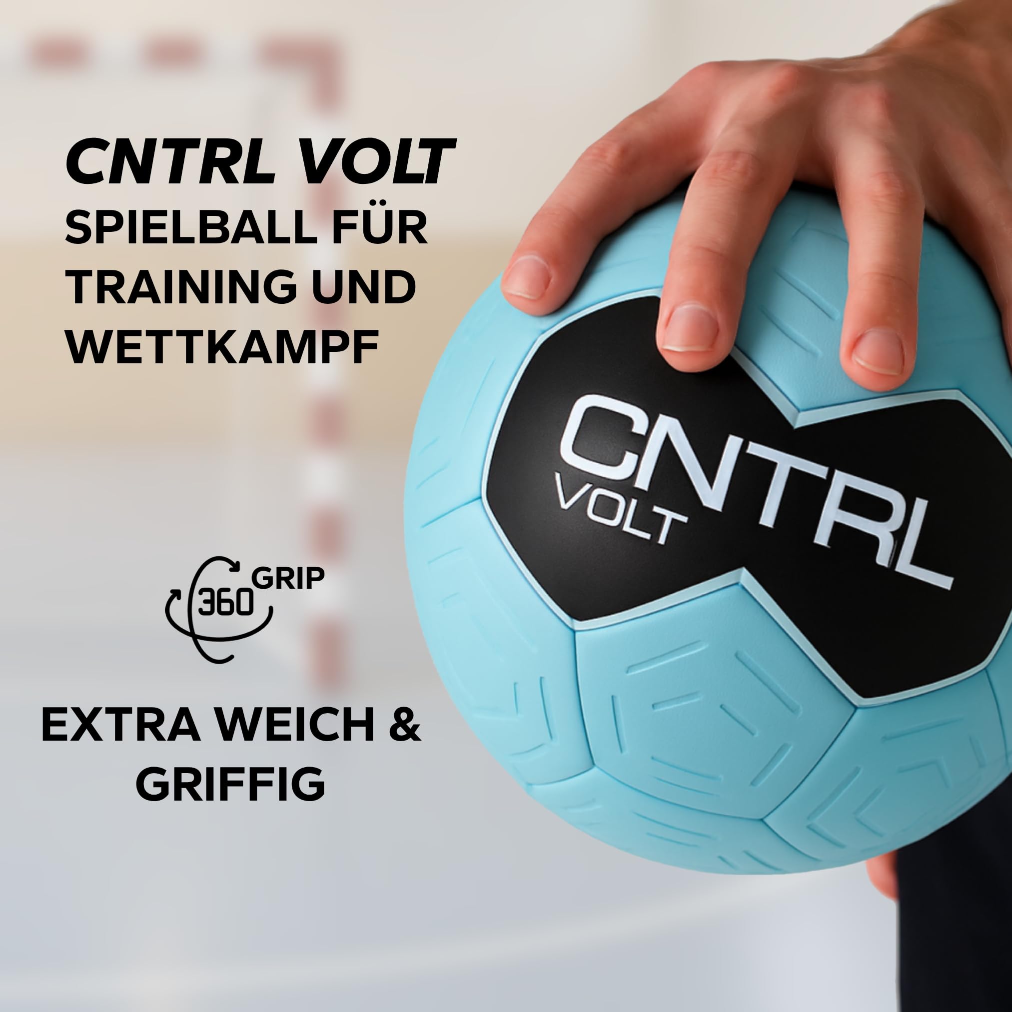 CHAIZ CNTRL Volt Handball Blau| Harzfrei & Harz geeignet | Ultimative Ballkontrolle & Grip | Top Trainings- & Spielball für Herren/Damen
