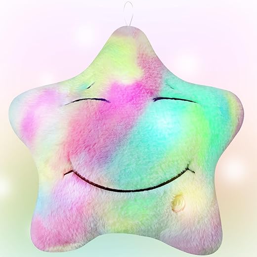 Ainiv LED Sternen Kissen, LED Sternförmiges Kissen, Leuchtende Kinder Kissen, Stern Kissen Leuchtend LED Nachtlicht Plüschkissen, Deko Kissen LED Geschenk für Weihnachten Geburtstag Bett Sofa (Farbe)