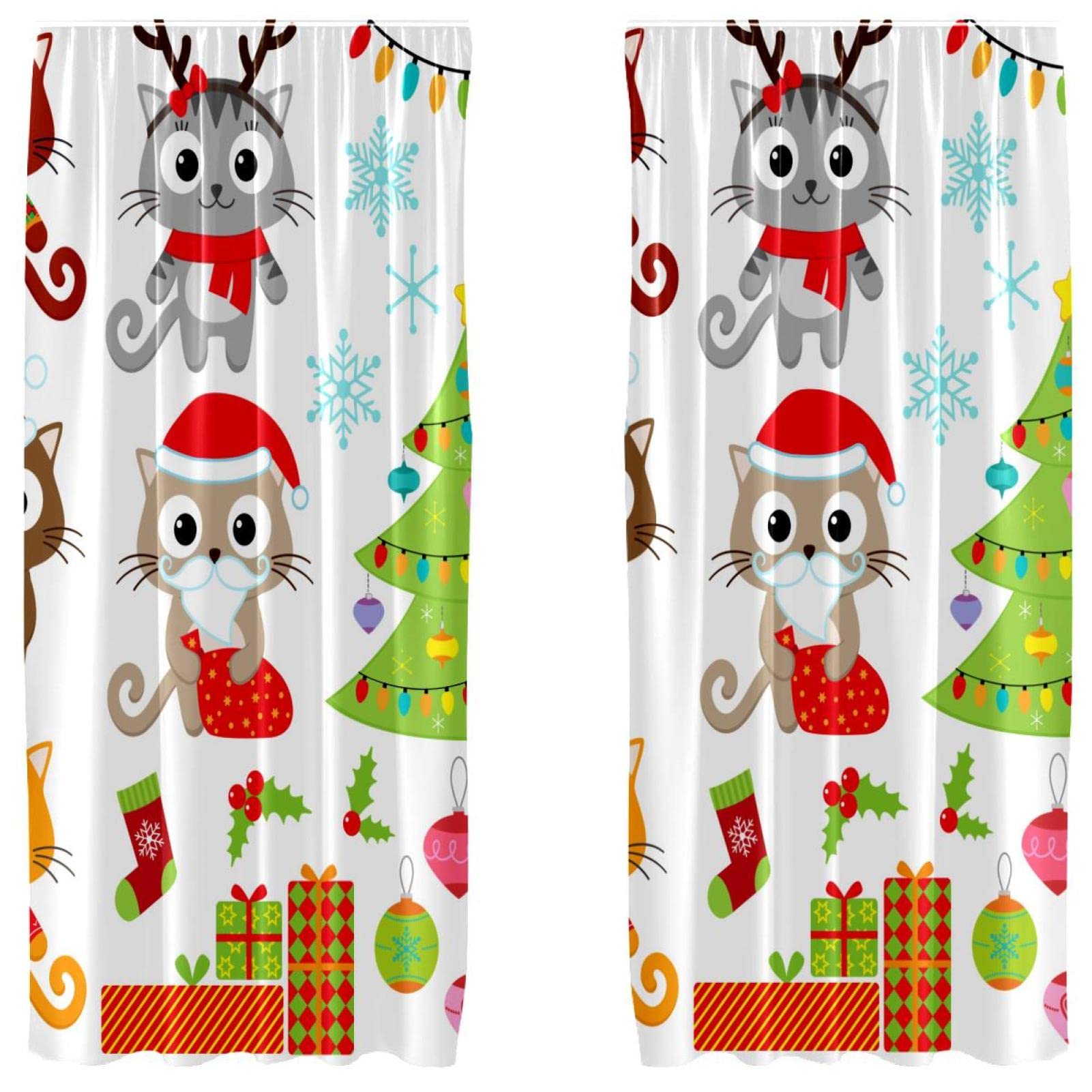 Habillage de fenêtre pour salon en fête, rideaux de Noël 140x213 cm ambiance chaleureuse