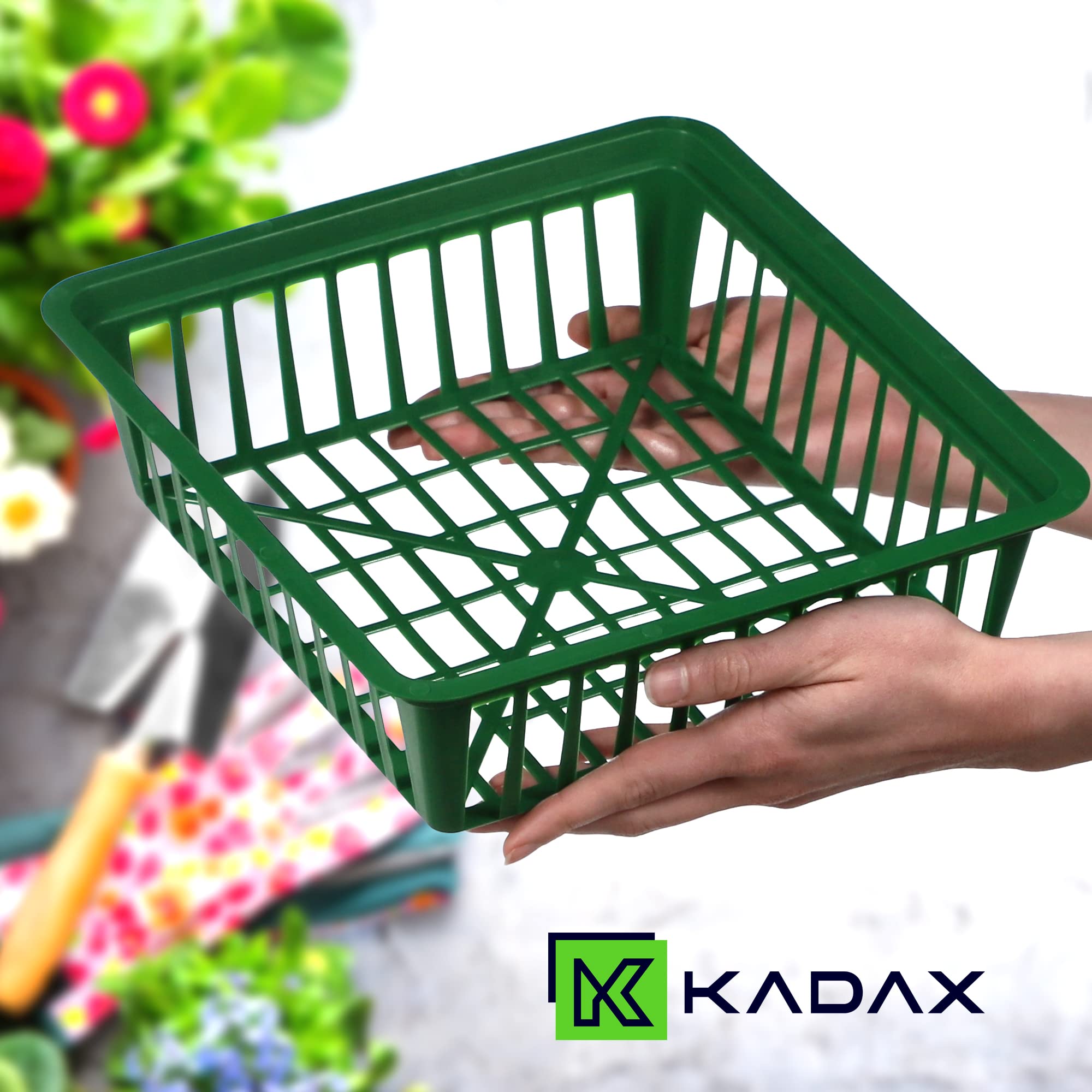 KADAX Cesta de Cultivo para cebollas de Flores, Cesta de Cultivo de plástico, Cuenco de Cultivo para Plantas Vegetales, Cesta de cebollos, Cesta en 2 Formas para (28 x 26 cm, Juego de 10 Unidades)