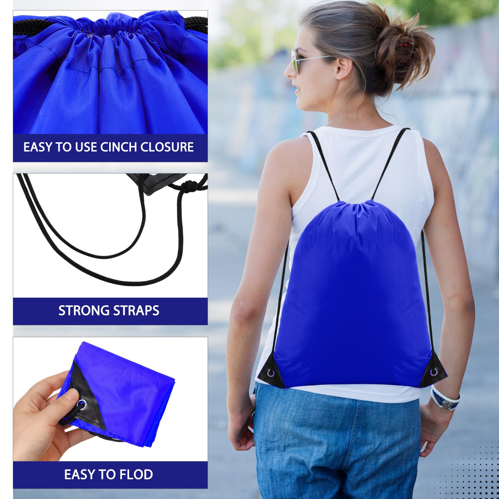 Shappy Zaino con coulisse Borsa da palestra sportiva in poliestere per uomo donna bambini