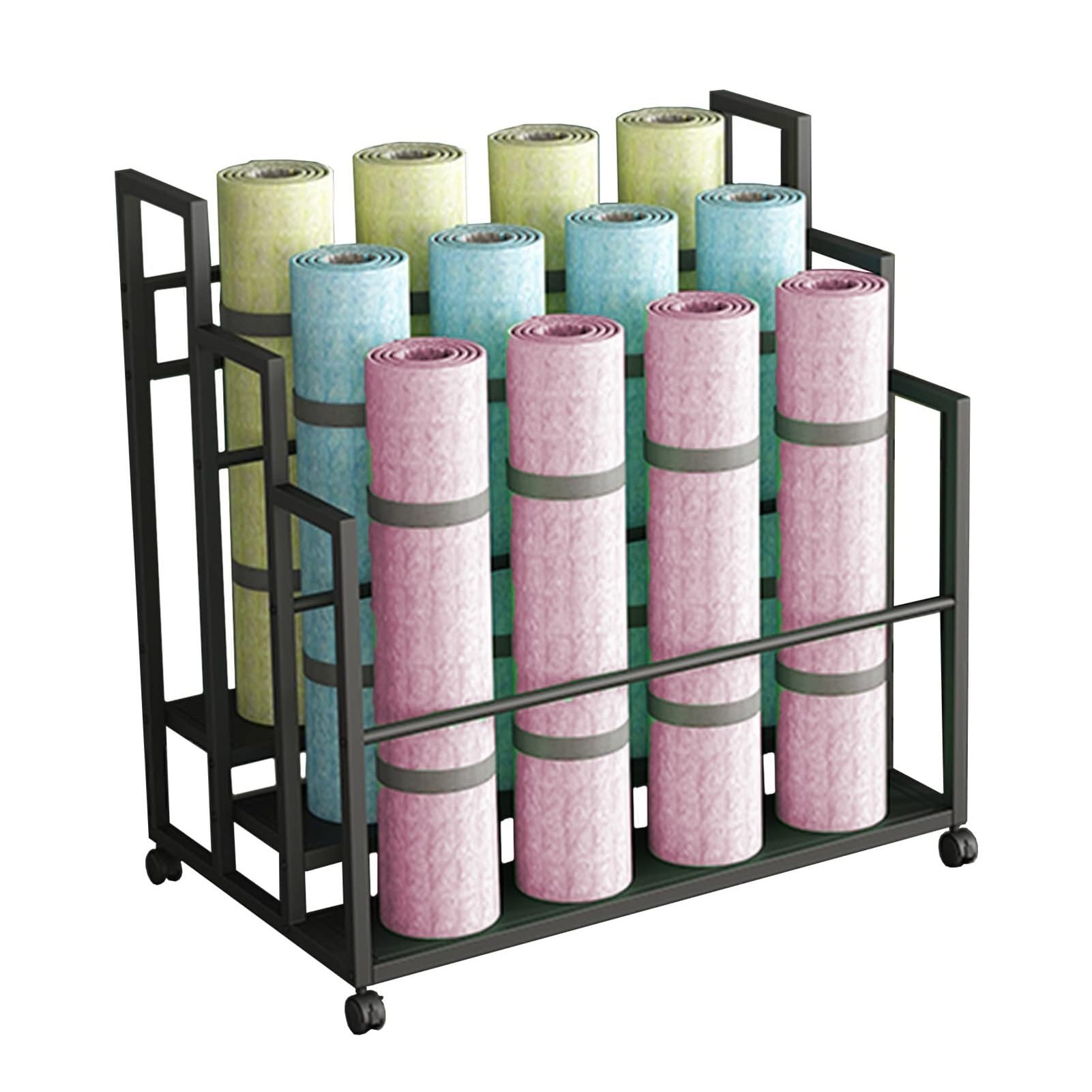 Support de rangement pour tapis de yoga en métal pour la maison, la salle de sport, le studio de yoga, le club de fitness et le bureau, idéal pour l'organisation du matériel de pilates et d'exercice