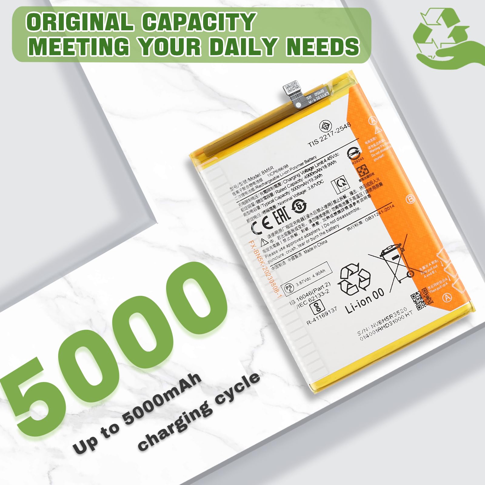 Swark Batteria BM5R Per Xiaomi Redmi 12 (23053RN02Y) | 5000mAh | Zero Cicli | Kit Attrezzi Incluso | Garanzia Di Qualità