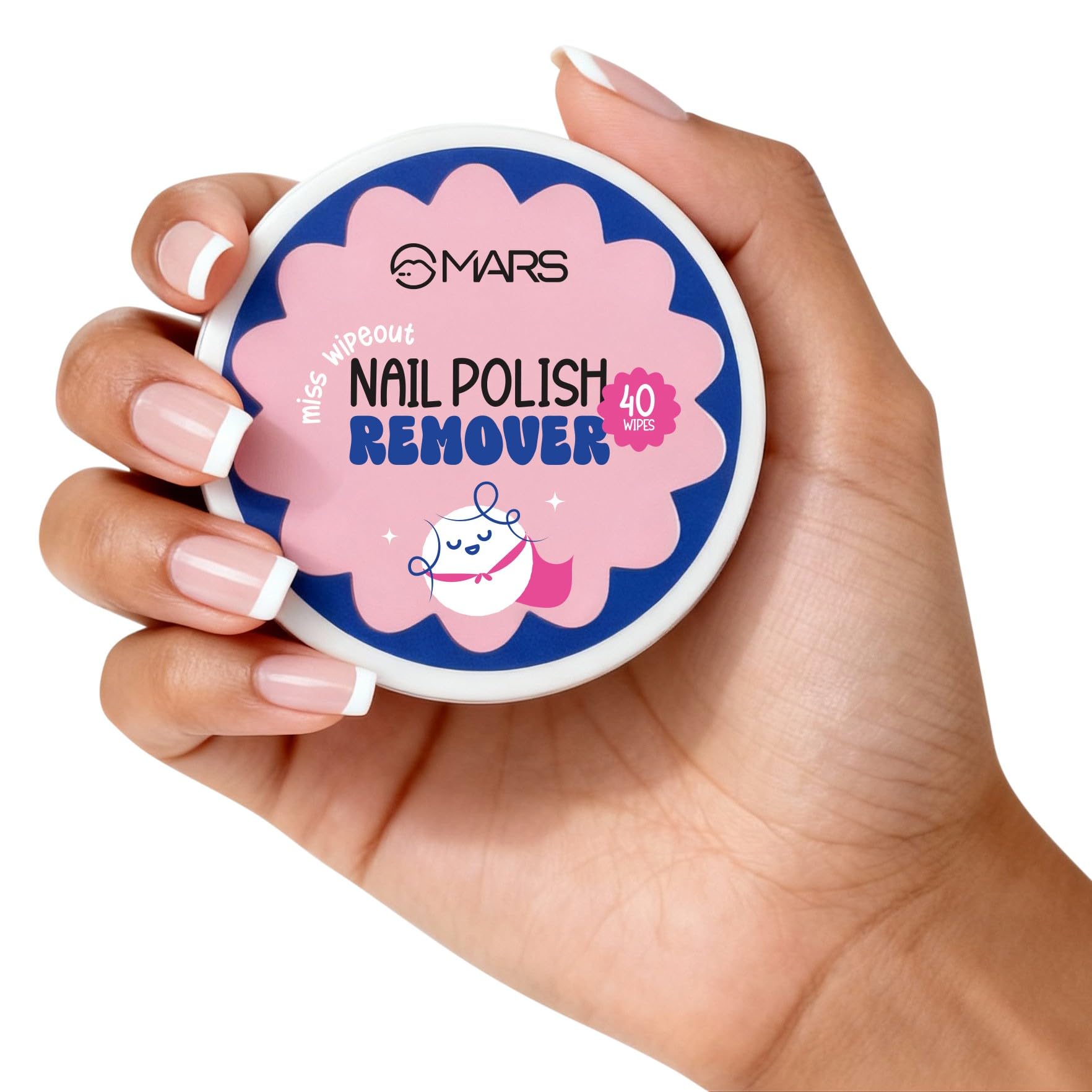 MARS Miss Wipe Out Nail Polish Remover Wipes (40 Wipes) | Acetone & Alcohol-Free | Moisturising & Nourishing Formula | Gentle & Travel-Friendly