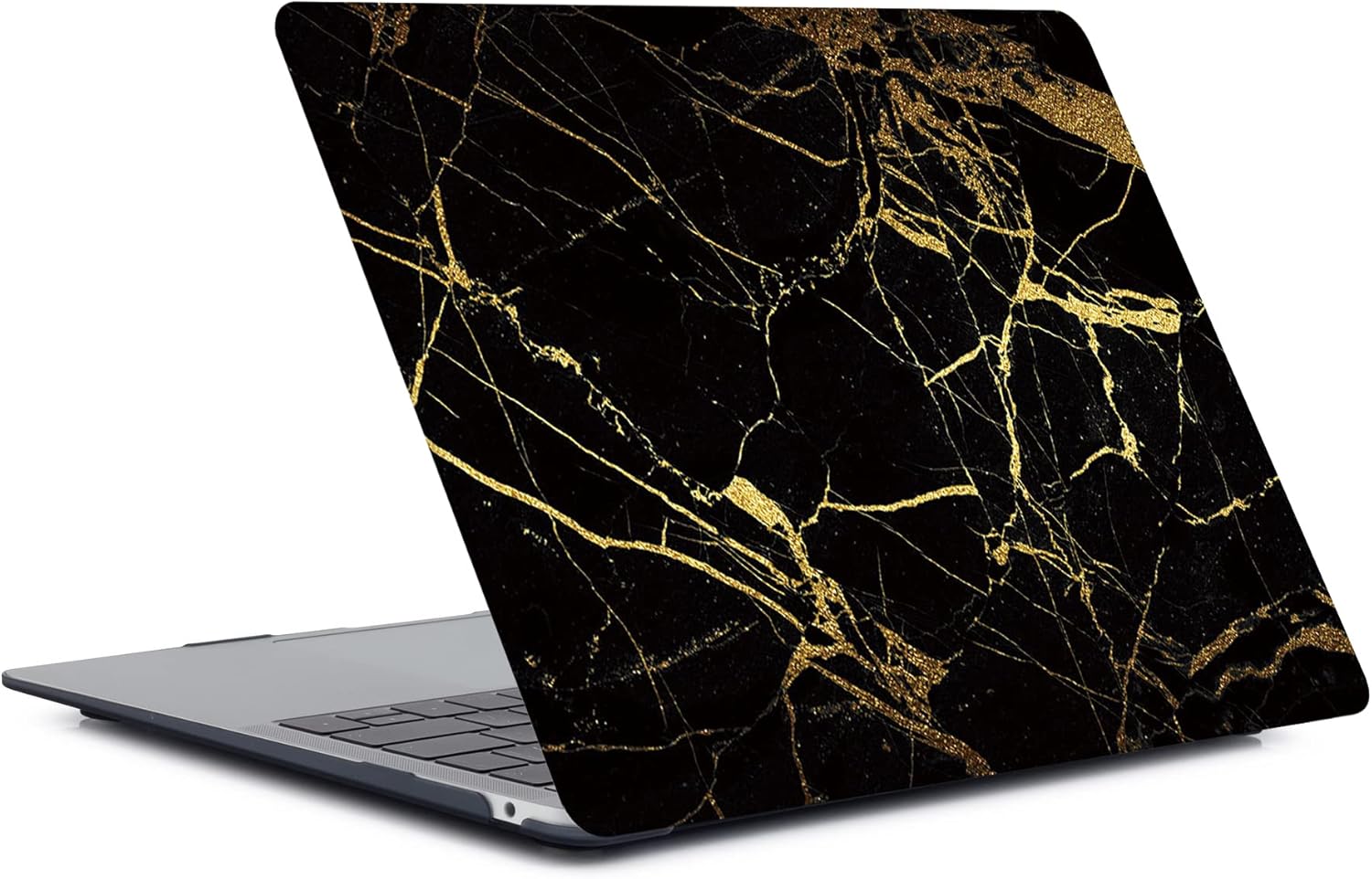 Laptop Case Compatible With New MacBook Pro 15 Inch 2019 2018 2017 2016 Release A1990 A1707 With Touch Bar and Touch ID, Plastic Hard Shell Cover & Keyboard Cover Skin - Black Gold Marble