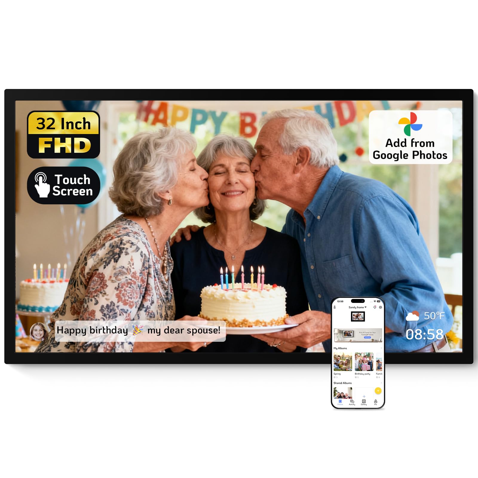 NexFoto 32 Inch Touchscreen Digital Picture Frame