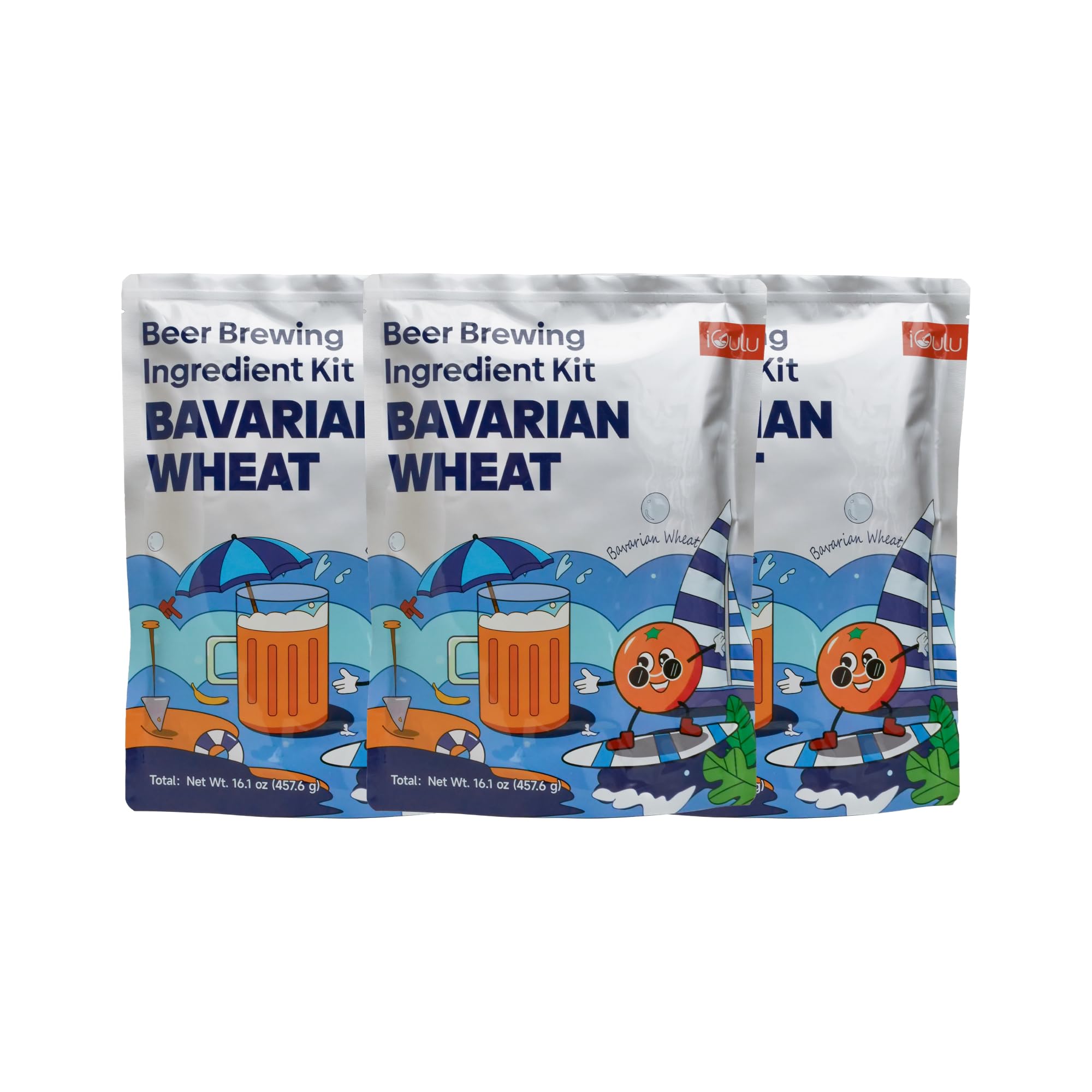 Craft Beer Brewing Ingredient Kit for One Gallon of Brew(16.1 oz), Pale Ale,. Amber Lager, Bavarian Wheat Hefeweizen, ABV:5~5.5% vol (3-Pack, Bavarian Wheat Hefeweizen)