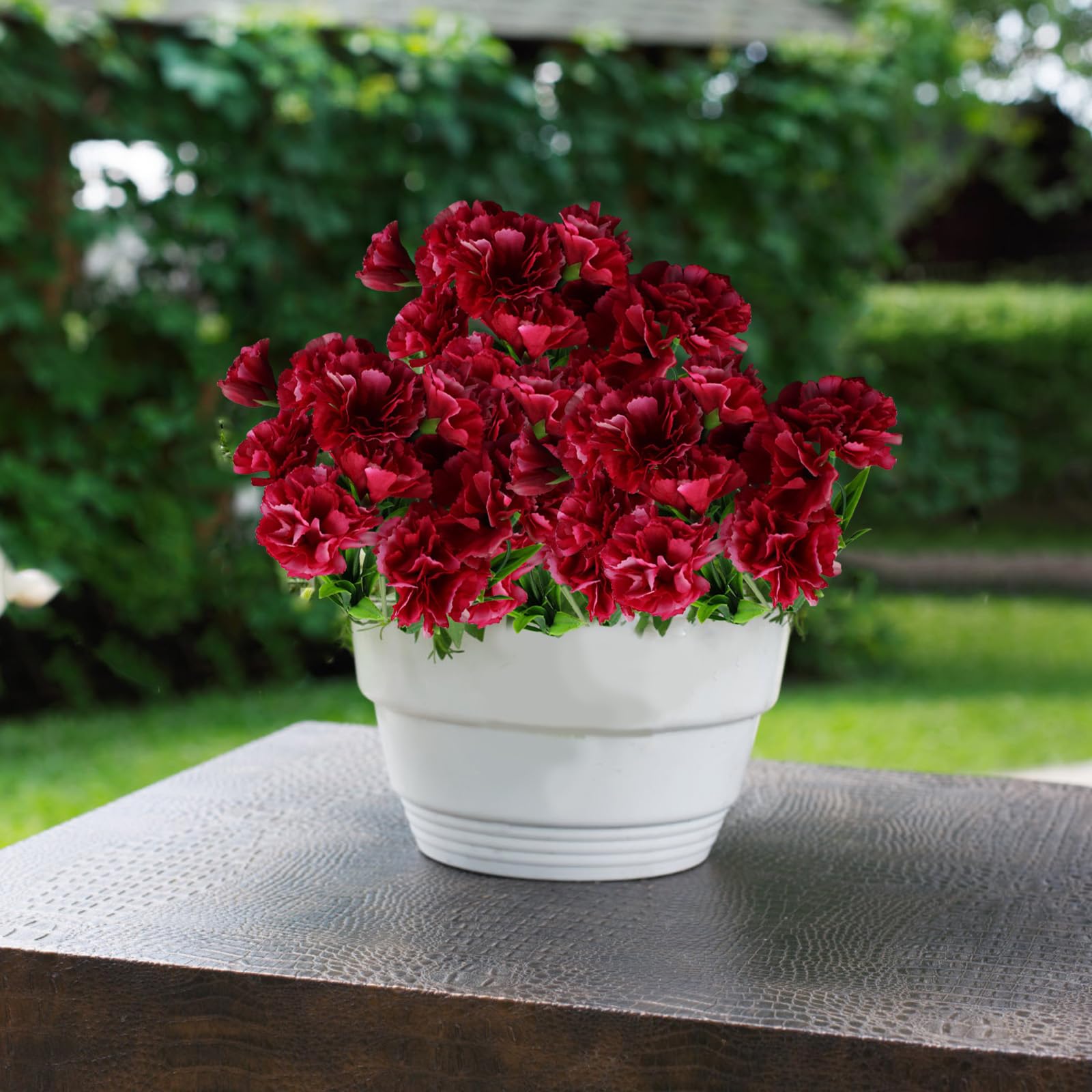 astylishome Fake Flowers for Outside Small Artificial Plants Red Carnations with Stems Faux Flower for Gifts Table Centerpiece Bedroom Room Desk Indoor Decorations 0410 - Image 4