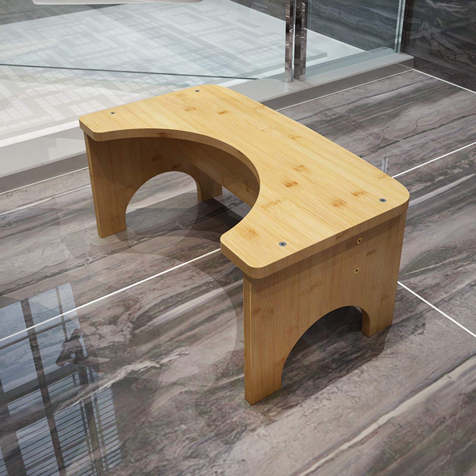AIZYR Sgabello da Toilette Accovacciato in bambù Antiscivolo, Sgabello con Gradino Vasino per WC in bambù Vasino per Bambini, Adulti E Anziani,A