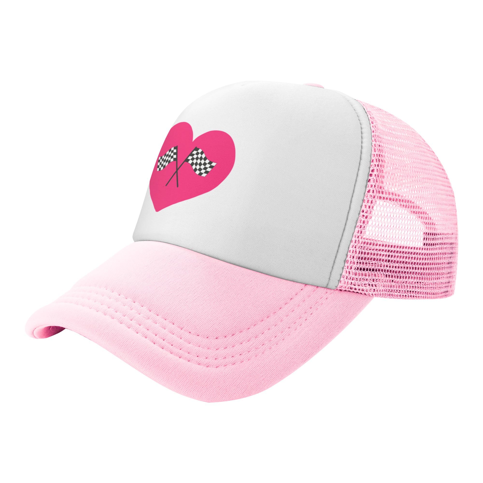 Checkered Flag Lightweight Mesh Baseball Hat Fishing Sun Cap Outdoor Casual Cap Pink