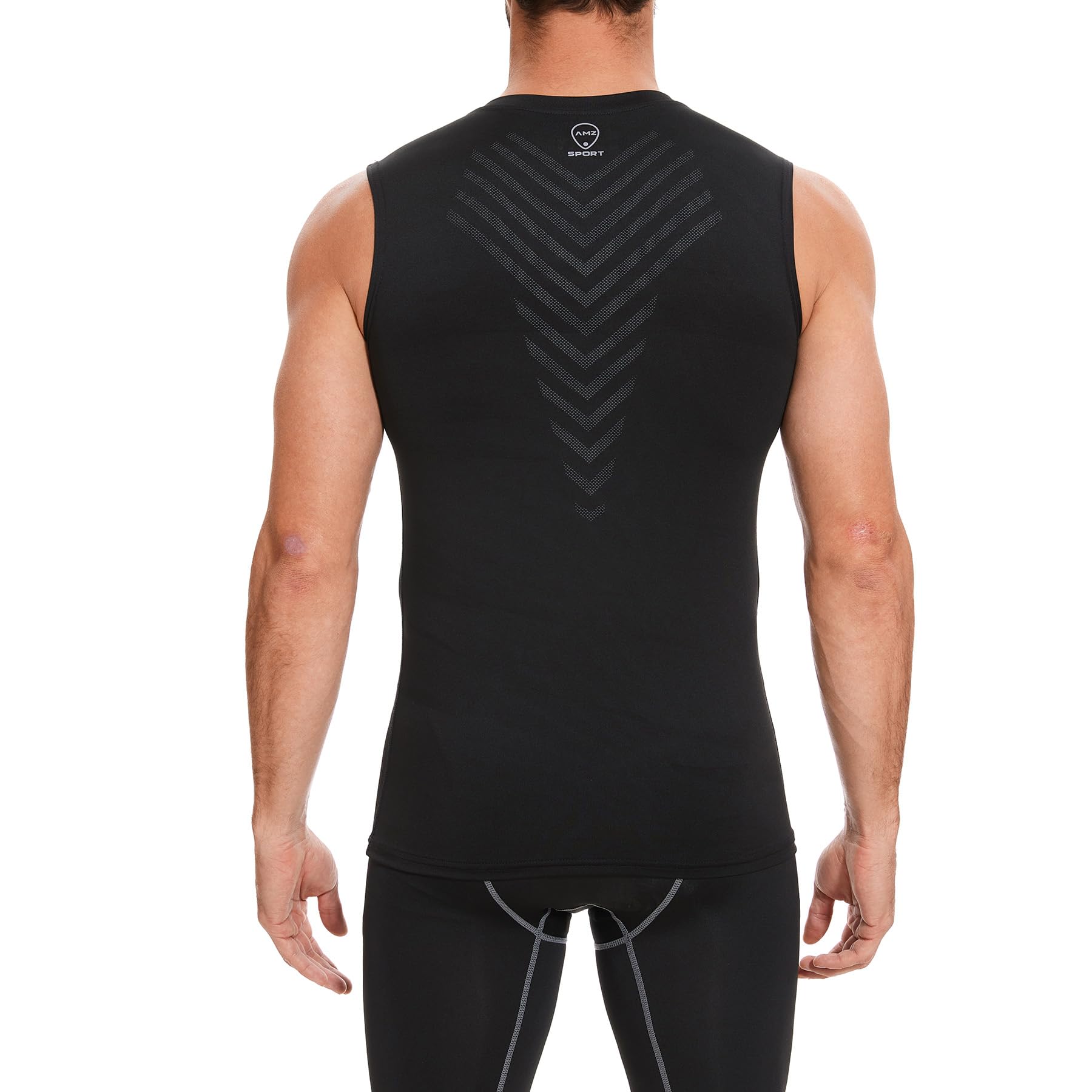 AMZSPORT Camiseta de compresión sin Mangas para Hombre Deportes Secado Rápido Baselayer