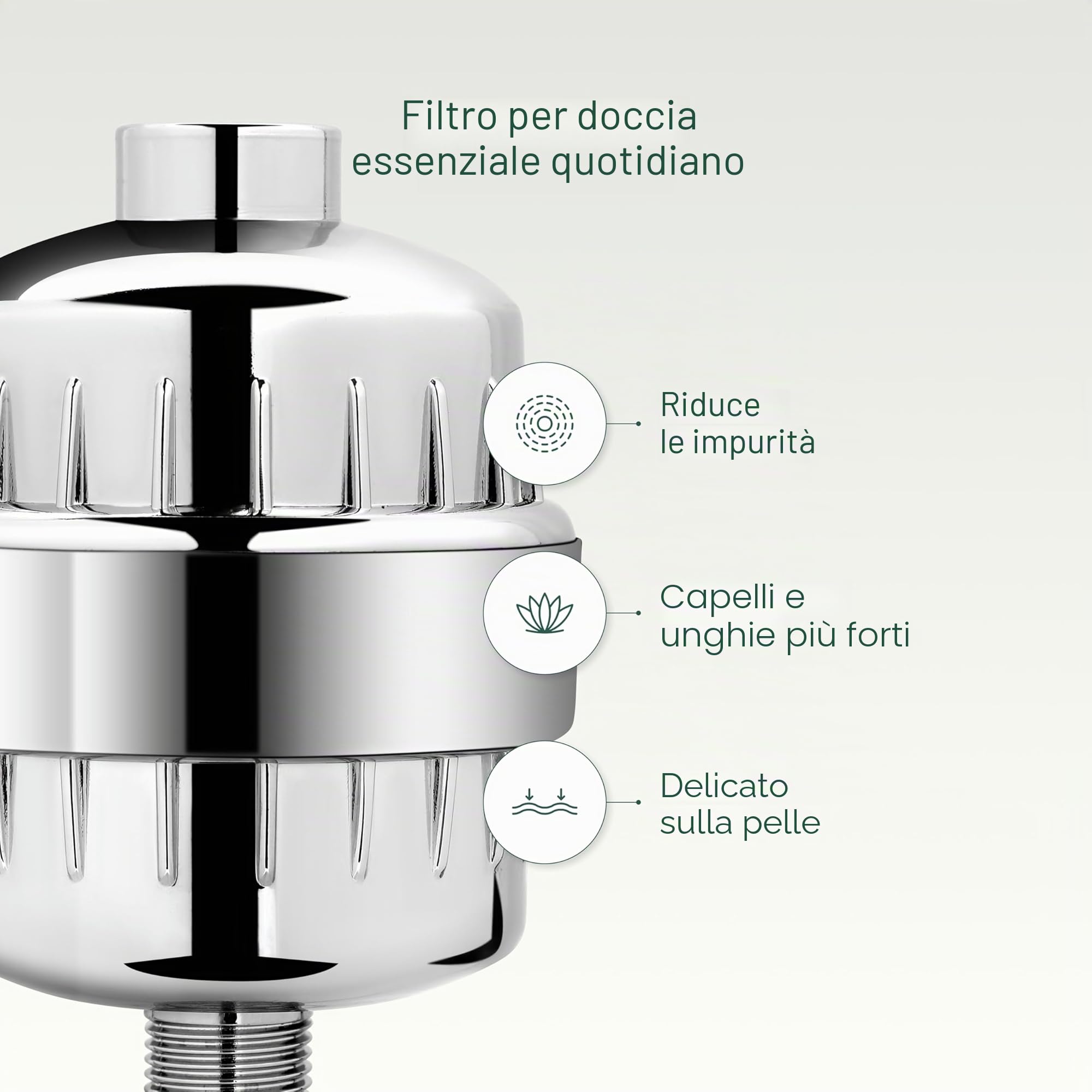 AquaBliss Filtro doccia universale ad alto rendimento con cartuccia filtrante multi-stadio sostituibile, trasforma velocemente prurito, eczema e acne in capelli, unghie e pelle luminosi – cromato