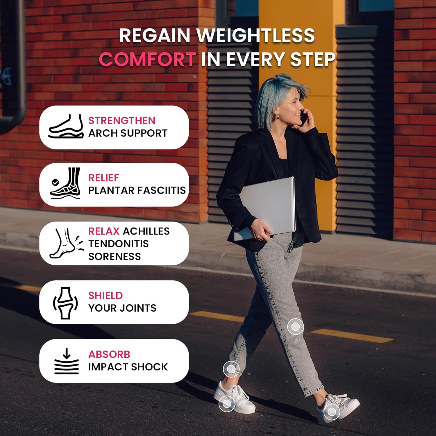 Carbon Fiber Insoles with Arch Support, Achilles Tendonitis Relief Insoles for Men & Women with Extra Heel Cushion for Heel Pain, Plantar Fasciitis Relief - Women 9-9.5|Men 7-7.5-Size L - Image 2