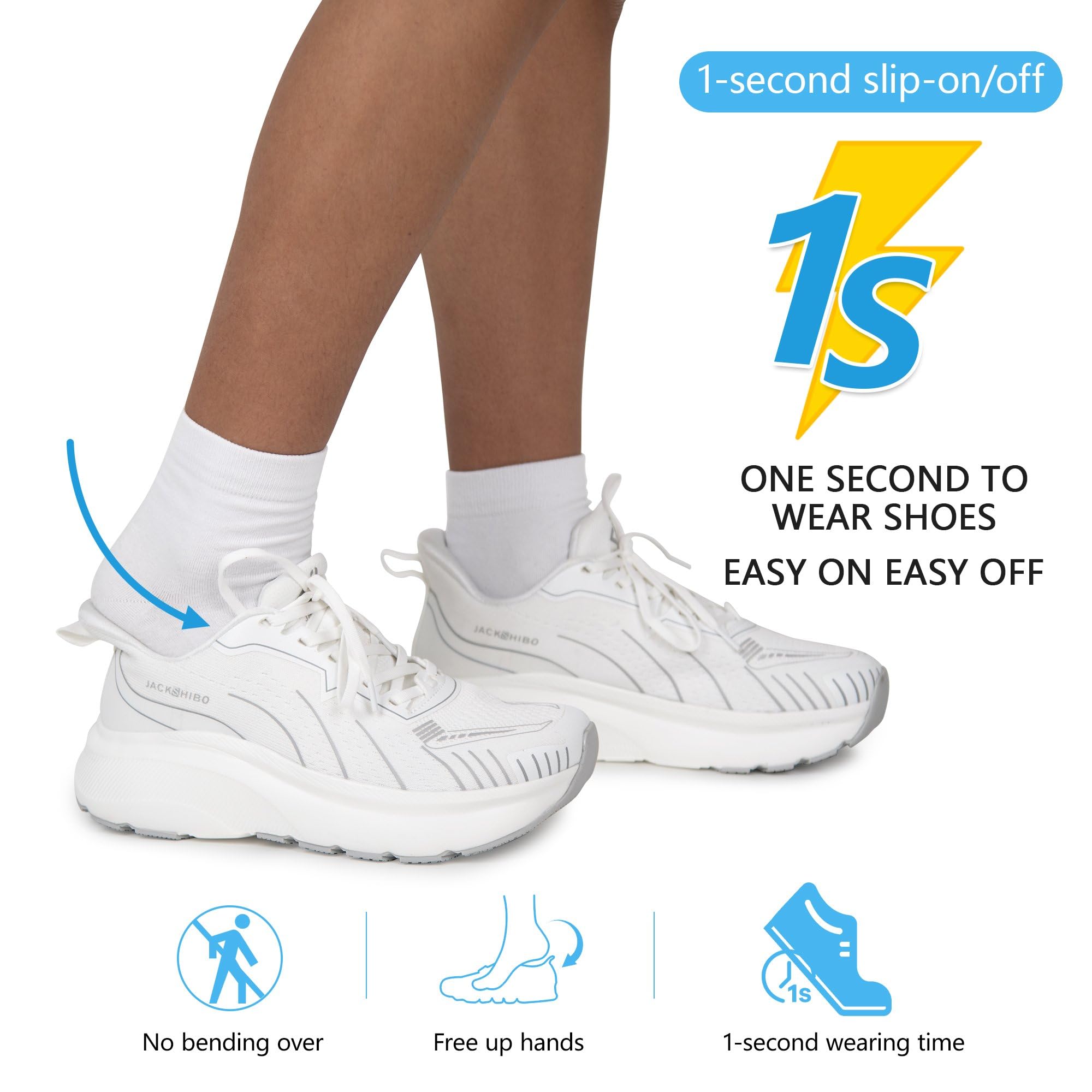 JACKSHIBO Slip in Men Hands Free Wide Toe Box Scarpe Slip on Arch Support Wide Sneakers per Corsa Camminata Tennis Atletica Fascite Plantare Scarpe ortopediche Zero Drop Cuscino Suola Spessa Larghezza