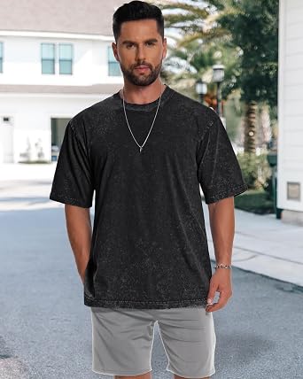 Oversized Tshirts for Men Short Sleeve Vintage Washed Basic Loose Tees 2026