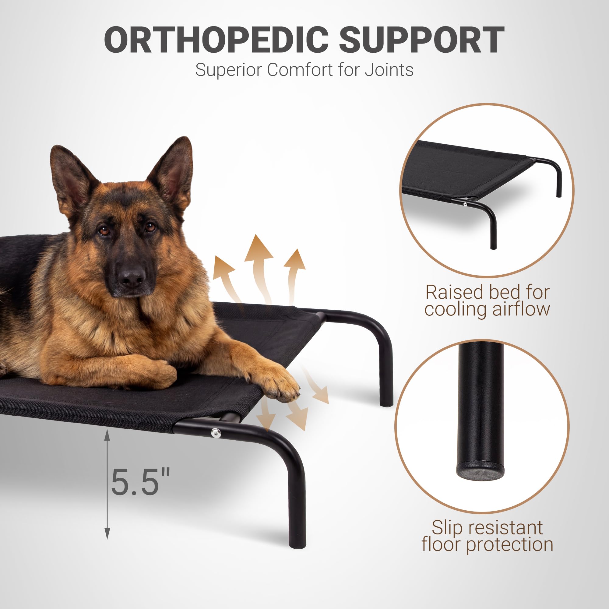 Tailwaggz Elevated Outdoor Dog Bed with Fan - Cooling Dog Bed for Large Dogs, Waterproof Cot Easy to Assemble, 3 Wind Speed, Raised Dog Bed with Washable Mesh Cover, Durable, Non Slip, Up to 85 lbs - image 7
