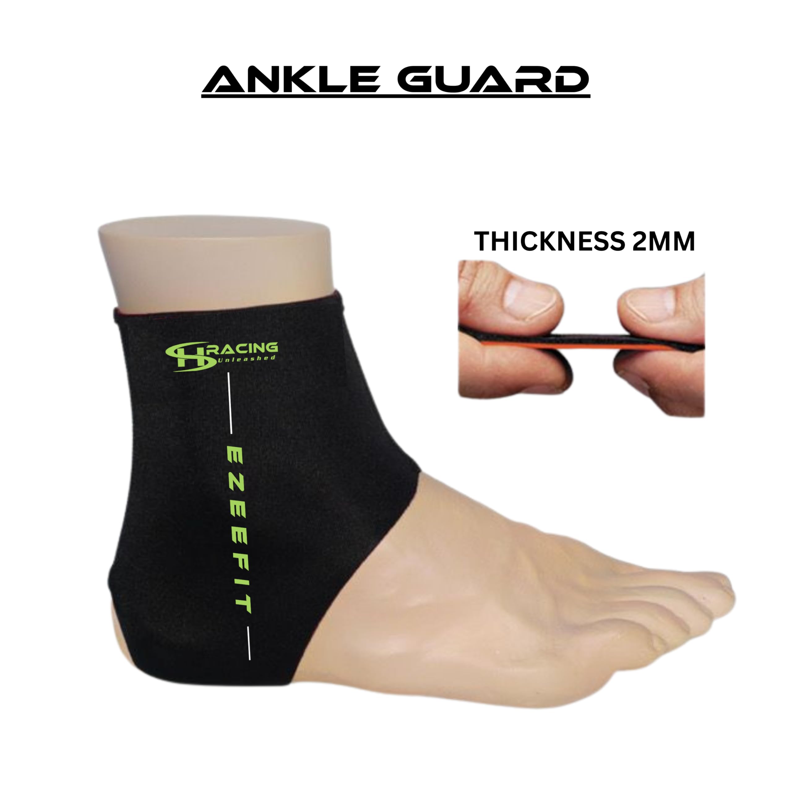 Sh Ezeefit Ankle Protection Sleeve for Skating, Black with Neon Green Trim (S) 1