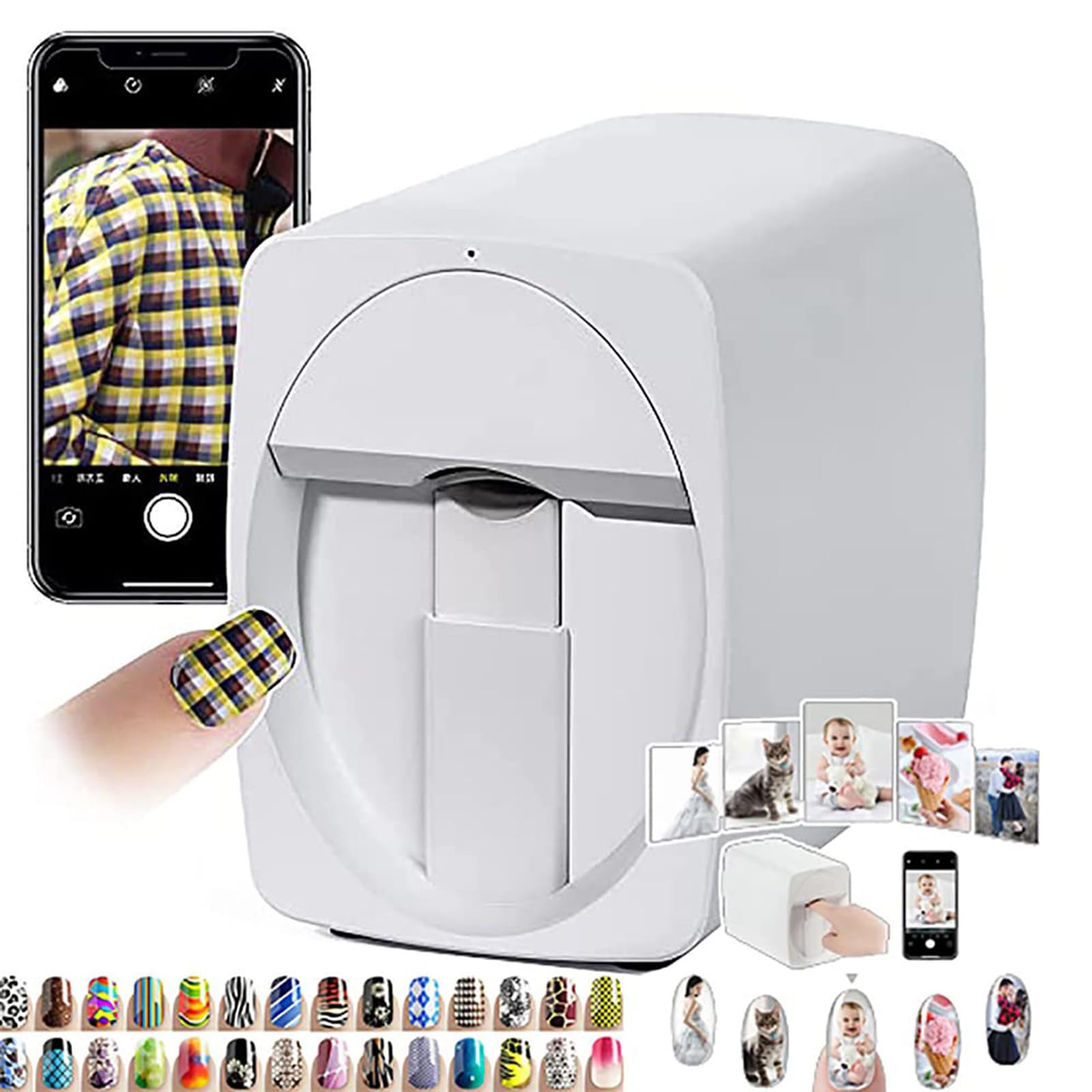 Imprimante pour nail art - Imprimante mobile numérique 3D - Connectivité WiFi/USB - Résolution 2400 DPI - Motifs de bricolage - Impression rapide en 25 secondes - Idéale pour les enfants et les