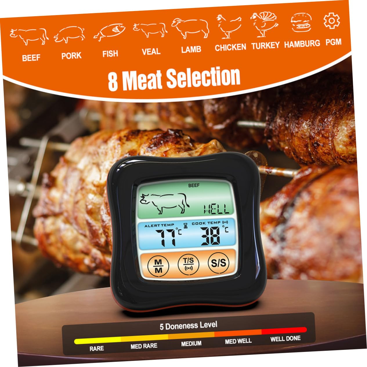 Ciieeo Barbecue Thermometer Digital Kitchen Thermometer Touch Screen for Cooking Baking