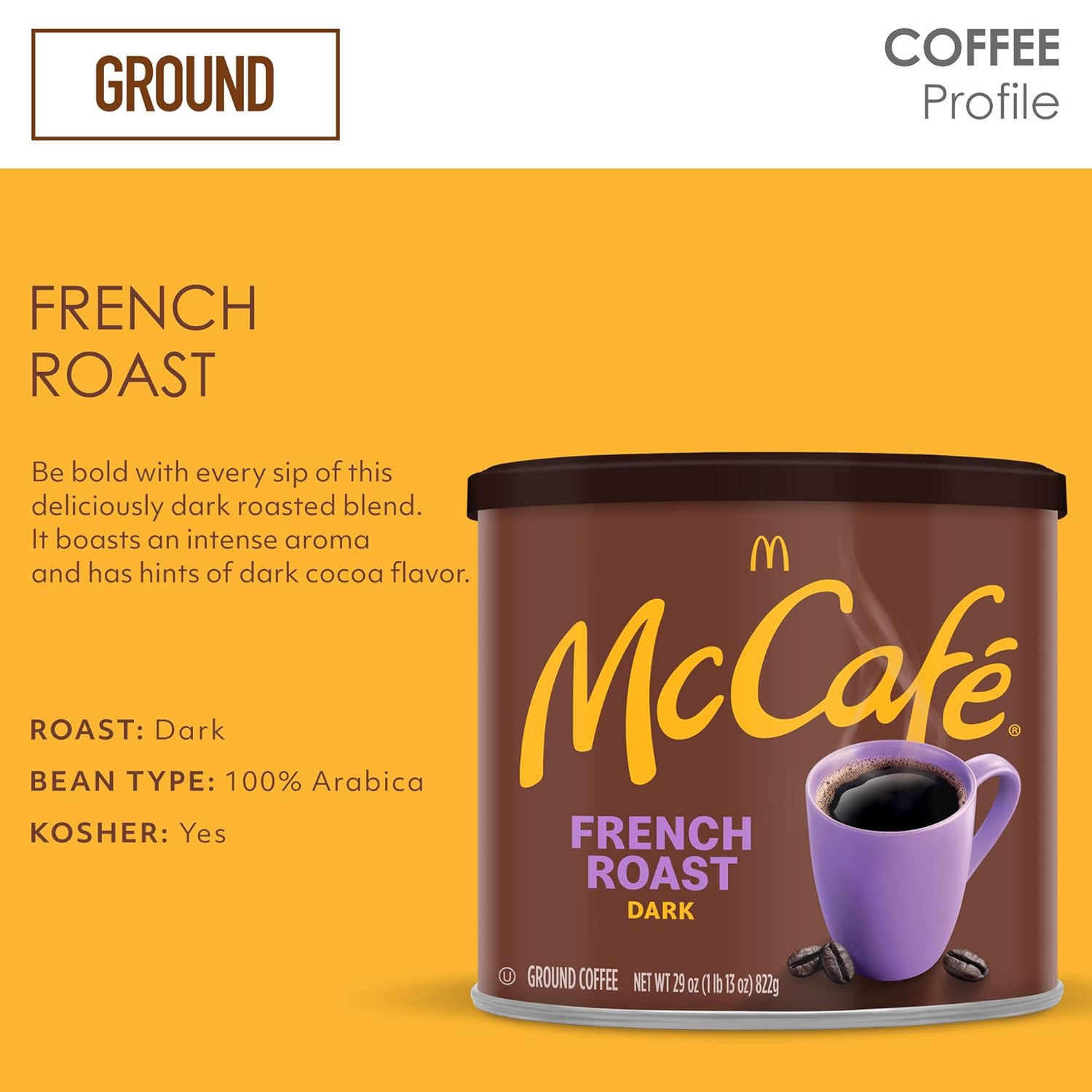 McCafe French Roast, Dark Roast Ground Coffee, 29 oz Canister (Pack of 2)