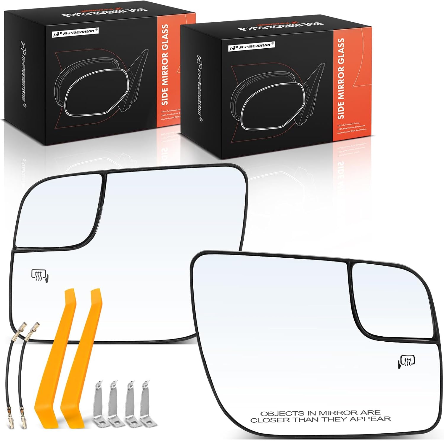 A-Premium 2-PC Driver and Passenger Side Heated Mirror Glass with Backing Plate Compatible with Ford Explorer 2011-2019, Police Interceptor Utility 2013-2017 - Exterior Side View Mirror