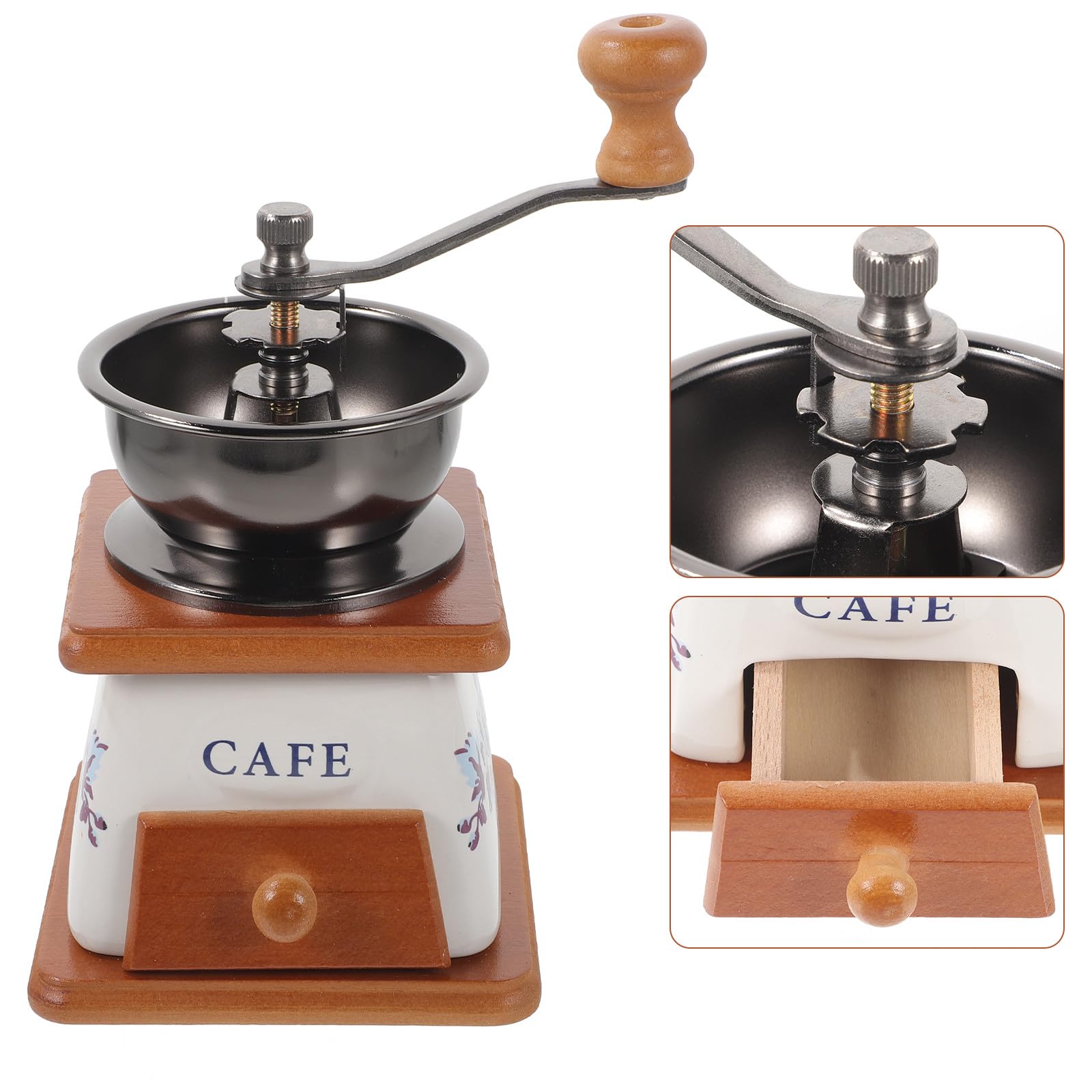 Molinillo de Café Manual de Cerámica Retro, Molinillo Portátil para Frijoles y Pimienta, Herramienta de Molienda para Oficina y Hogar, 1 Unidad, Diseño Ecológico y Resistente