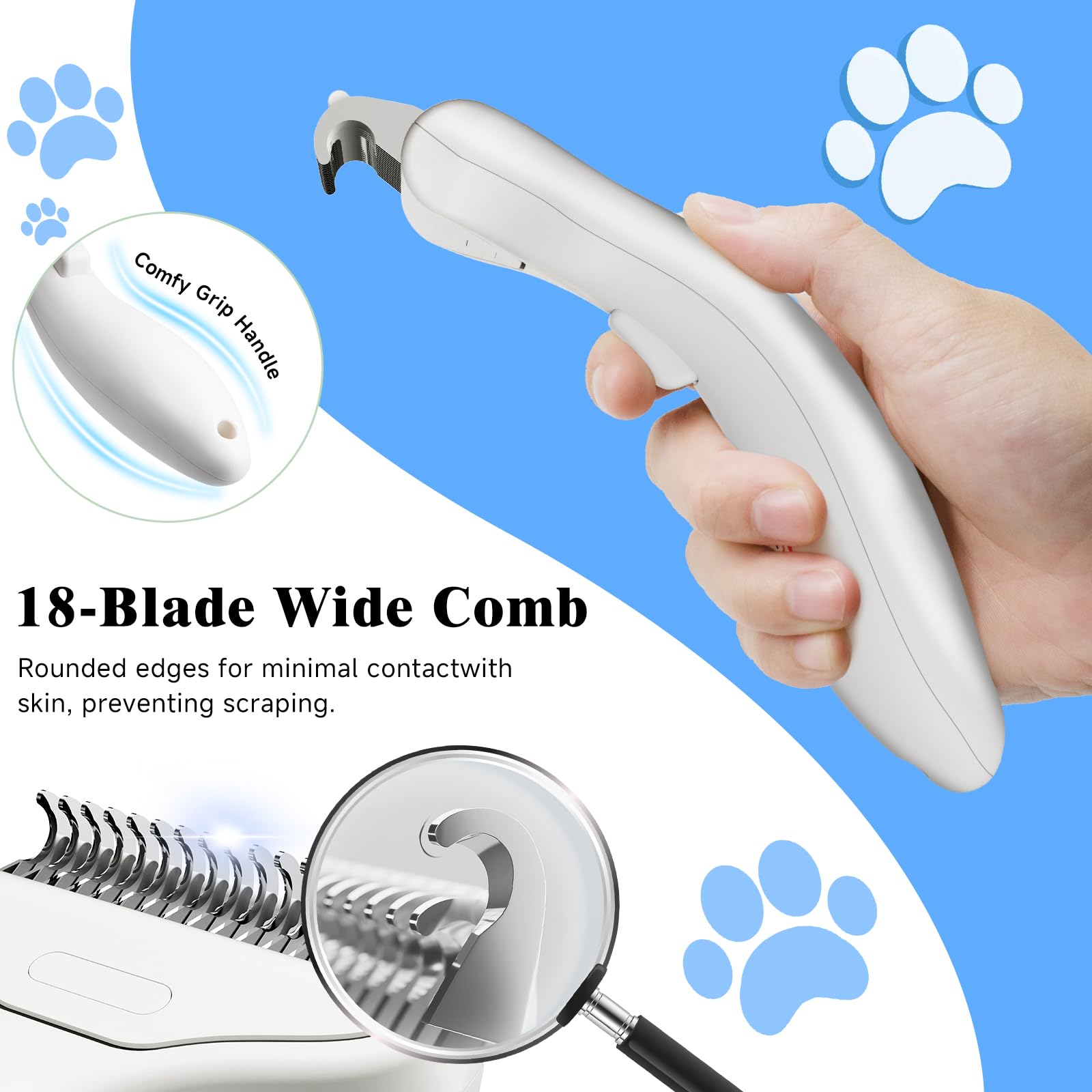 Pet Steam Brush for Dog & Cat - 3-in-1 Steam Grooming Slicker Brush & Undercoat Rake for Shedding - Self Cleaning Spray Comb with Mist for Long & Short Haired Pets - Includes Waterless Shampoo, Blue - image 3