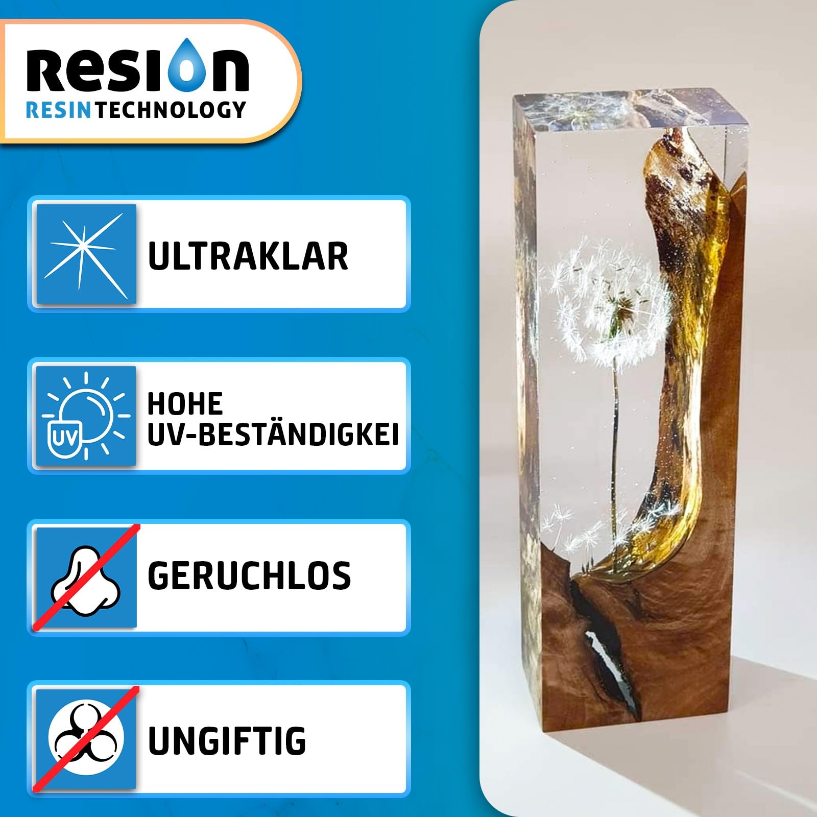 Epoxidharz mit Härter, mit UV-Blocker, Kristallklar | 8 KG | Epoxidharz Set, Epoxidharz, Kunstharz, Resin Gießharz, Epoxy Resin, Gießharz Set, Kunstharz Gießen Set, Epoxidharz Anfänger-Set