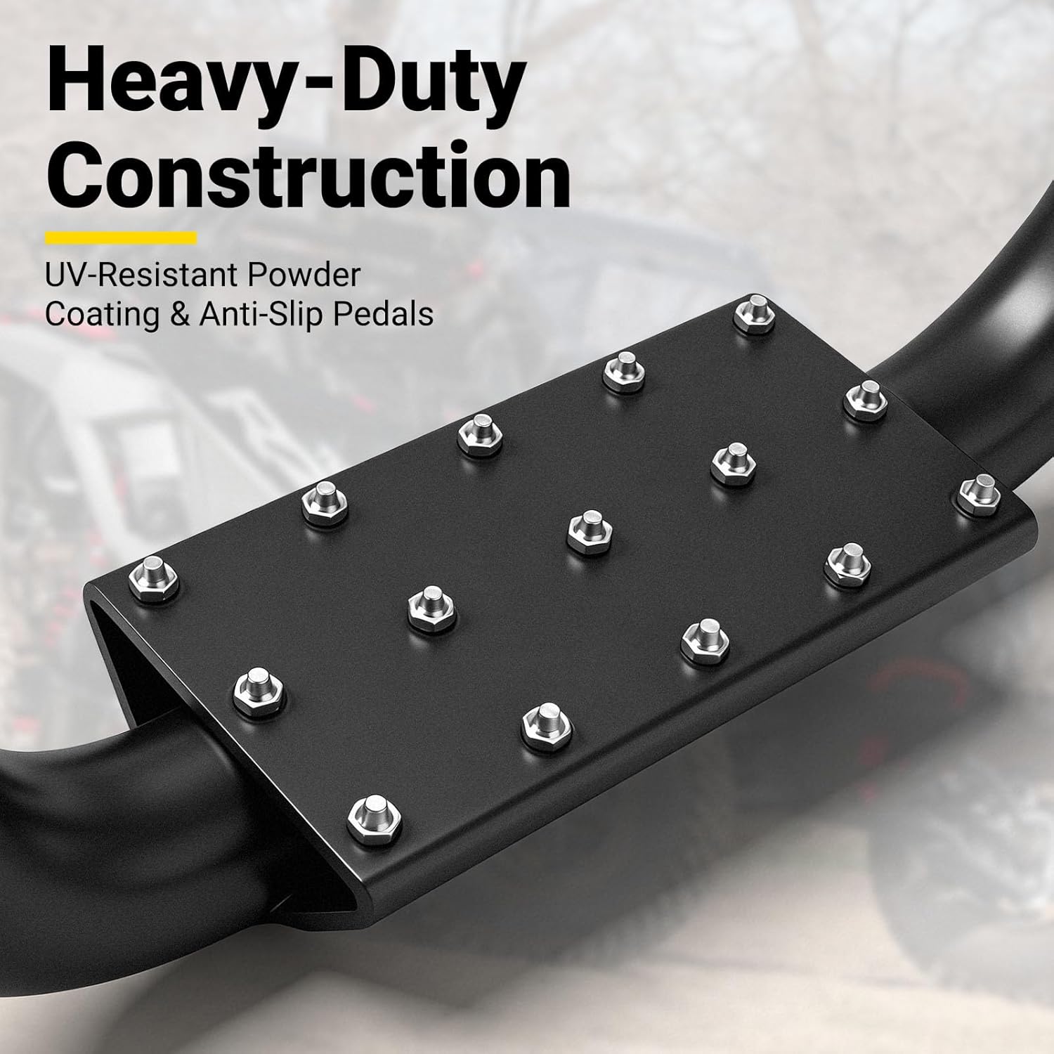 JERBOR Heavy-Duty Nerf Bar Steps for UTV, 1.75" Clamp-On No Drill Installation, Anti-Slip Steel Surface, Universal Fits for Polaris RZR, for Can-Am, for Yamaha, for Kawasaki, for CFMOTO