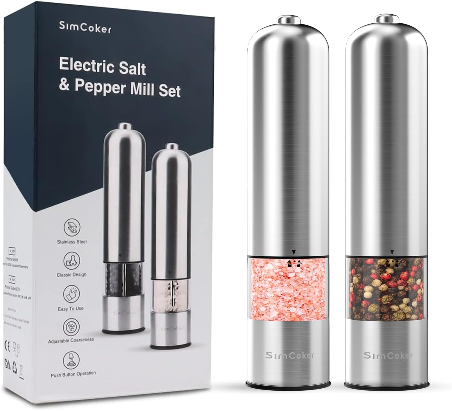 Latent Epicure Battery Operated Salt and Pepper Grinder Set (Pack of 2 Mills) Complimentary