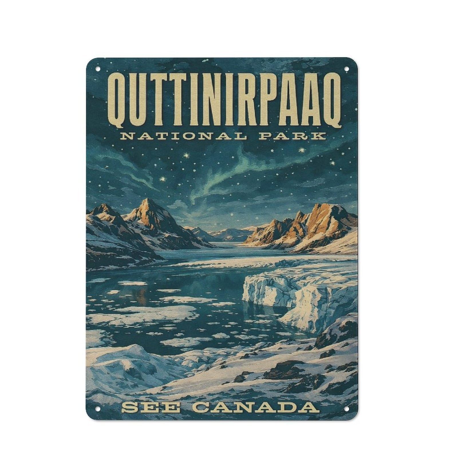 Junmoney Style-15 Tin Wall Plaque 40X30cm With Quttinirpaaq National Park Vintage For Bar Or Restaurant, For Hospitality Decor Collectors