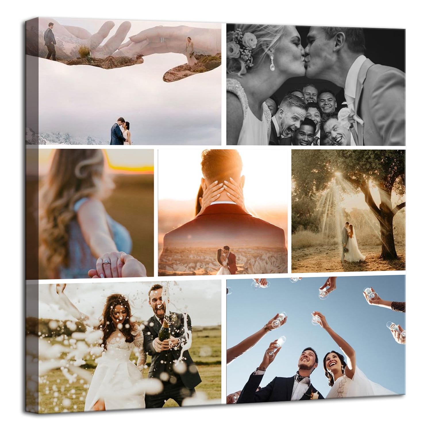 ZHIYYHAO Custom Multi Image Collage Canvas Wall Art Framed Customize Picture Canvas Prints with Your Photos Wall Art Living Room Bedroom Study room Home Decor for Kids Family Lover Wedding (CF-2, 20.00L''X20.00W" )