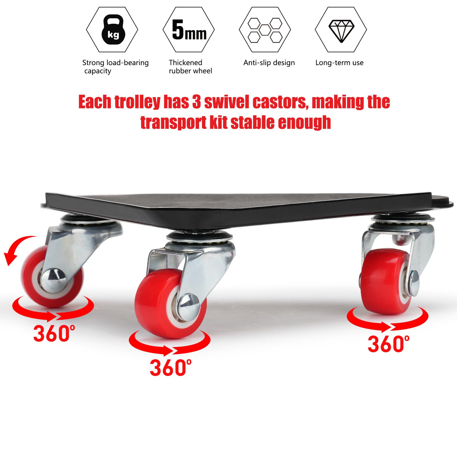 Drado Set di Ruote Per Il Trasporto di Mobili, Kit Sollevatore Mobili Pesanti, Girevole a 360°Rotelle per Spostamento di Mobili, Ruote da 250kg, Nessun Danno ai Pavimenti in Legno