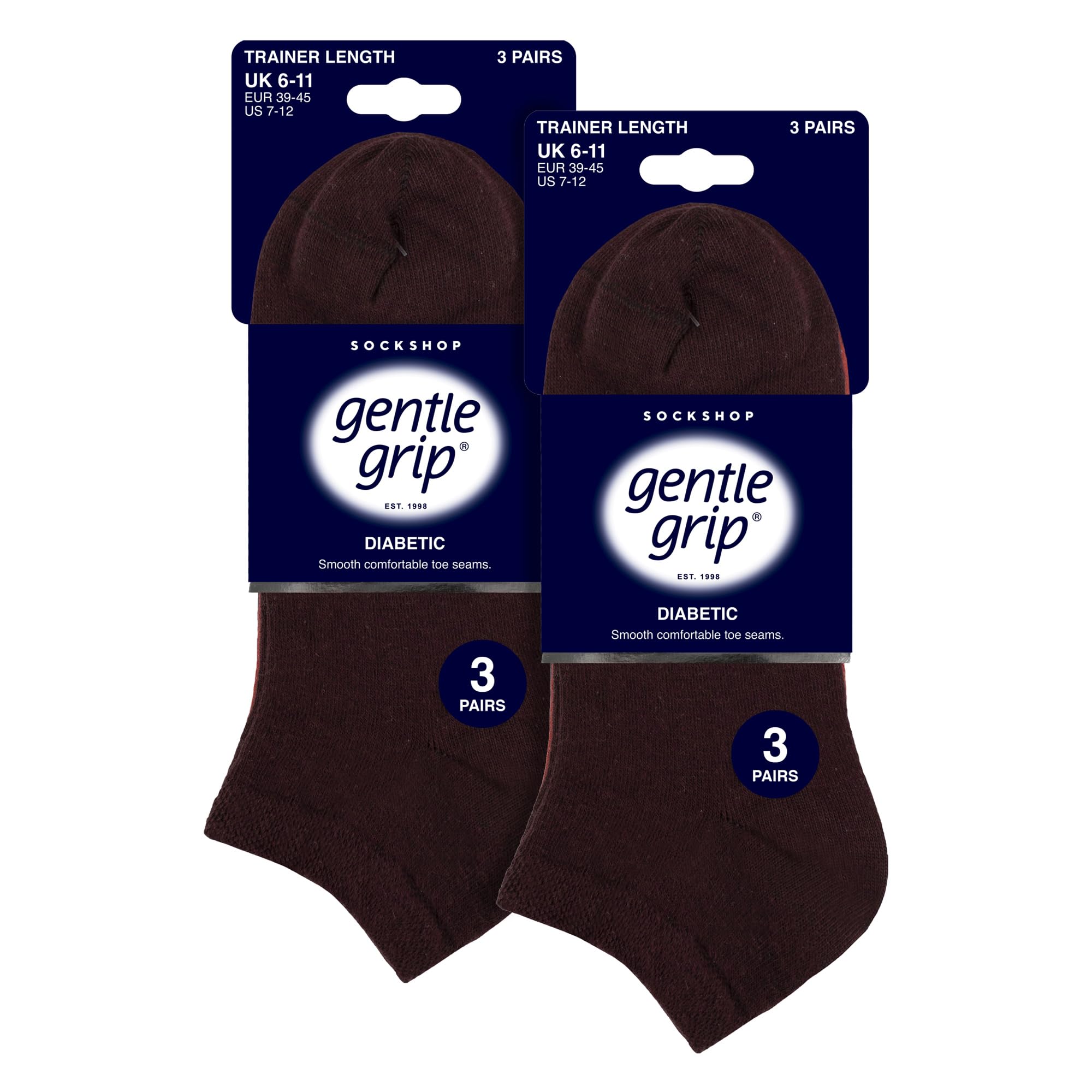Gentle Grip - 6 paia di calzini da uomo per diabetici | Calzini alla caviglia non elastici a taglio basso