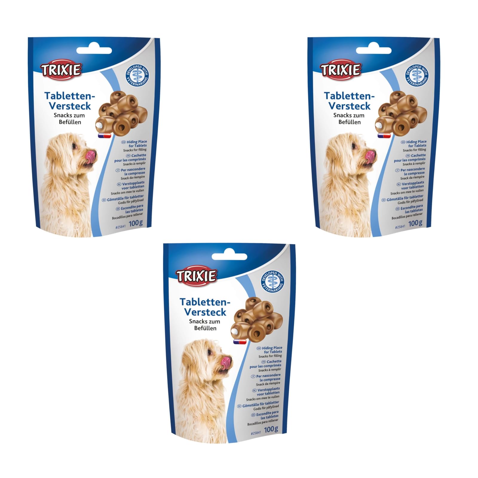 Trixie Escondite de Pastillas para Perros | Paquete Triple | 3 x 100 g | Complemento Alimenticio para Perros | Facilita la Administración de Medicamentos | Apertura para Pastillas