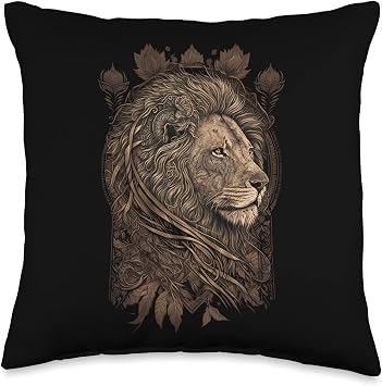 Lions Mane Designs Alpha t-Golden Lion Throw Pillow, 16x16, Multicolor